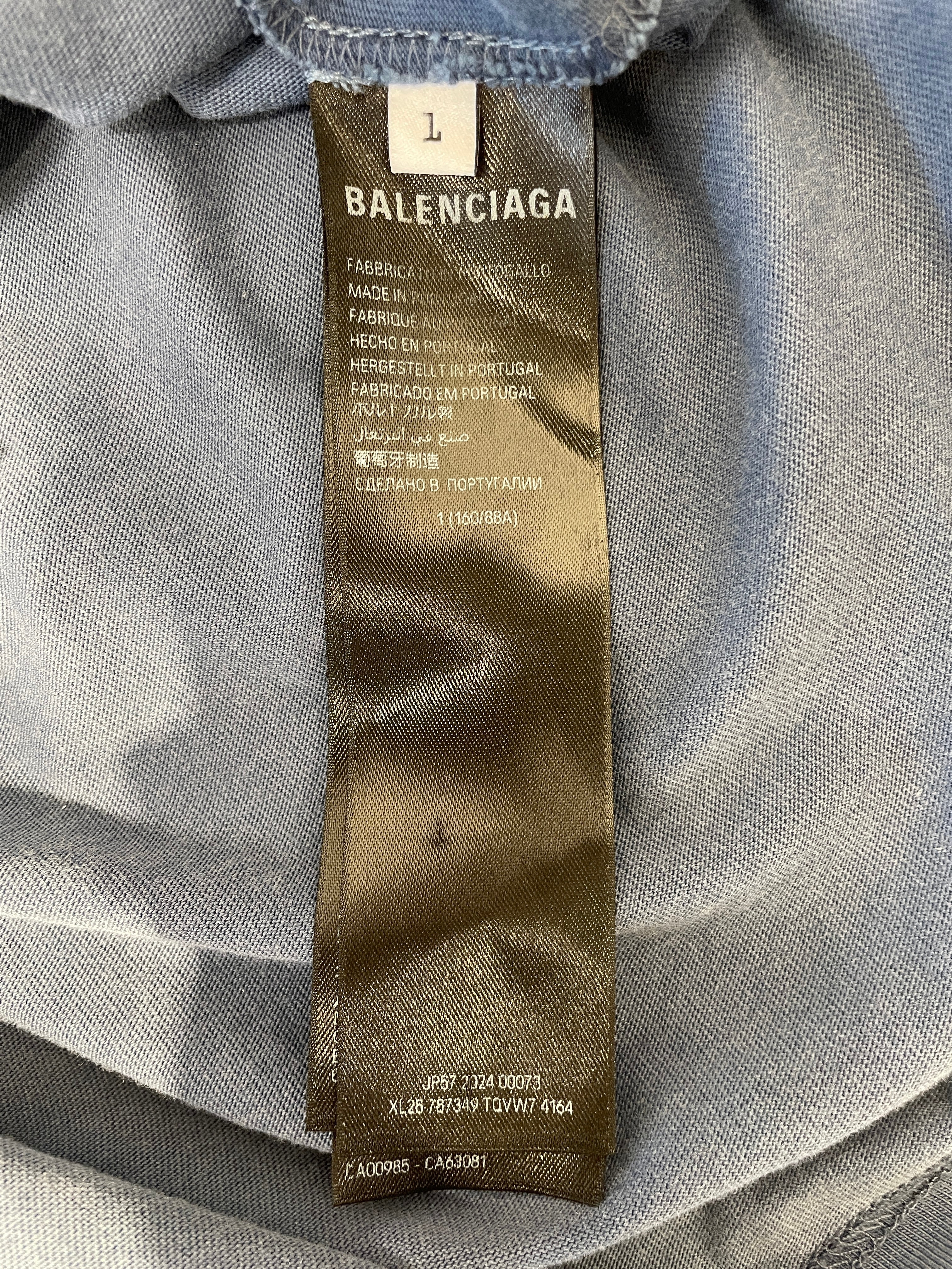 BALENCIAGA/T-Shirt/L/Cotton/BLU/2024 BURING UNITY view 4