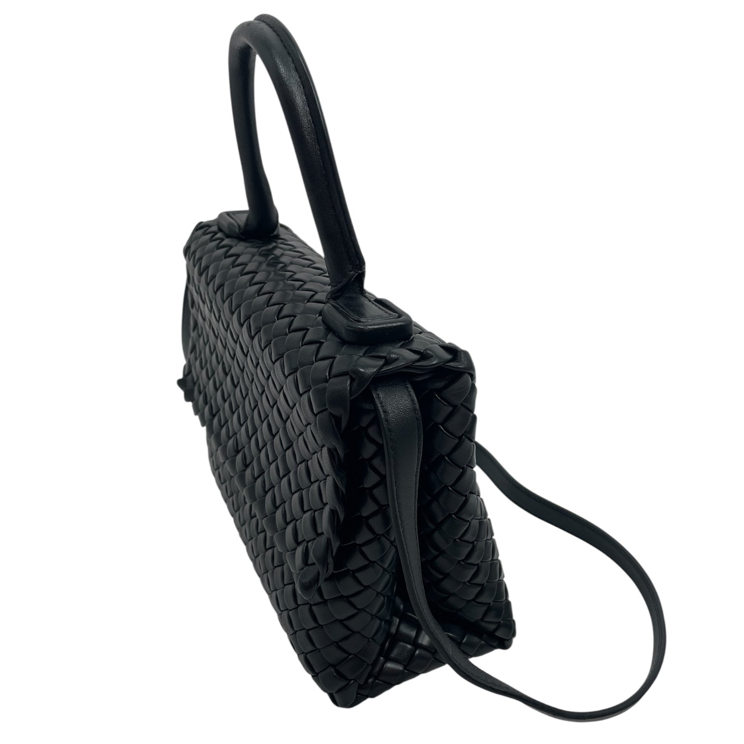 BOTTEGA VENETA/Cross Body Bag/Leather/BLK/PATTI TOP HANDLE\WOVEN view 2