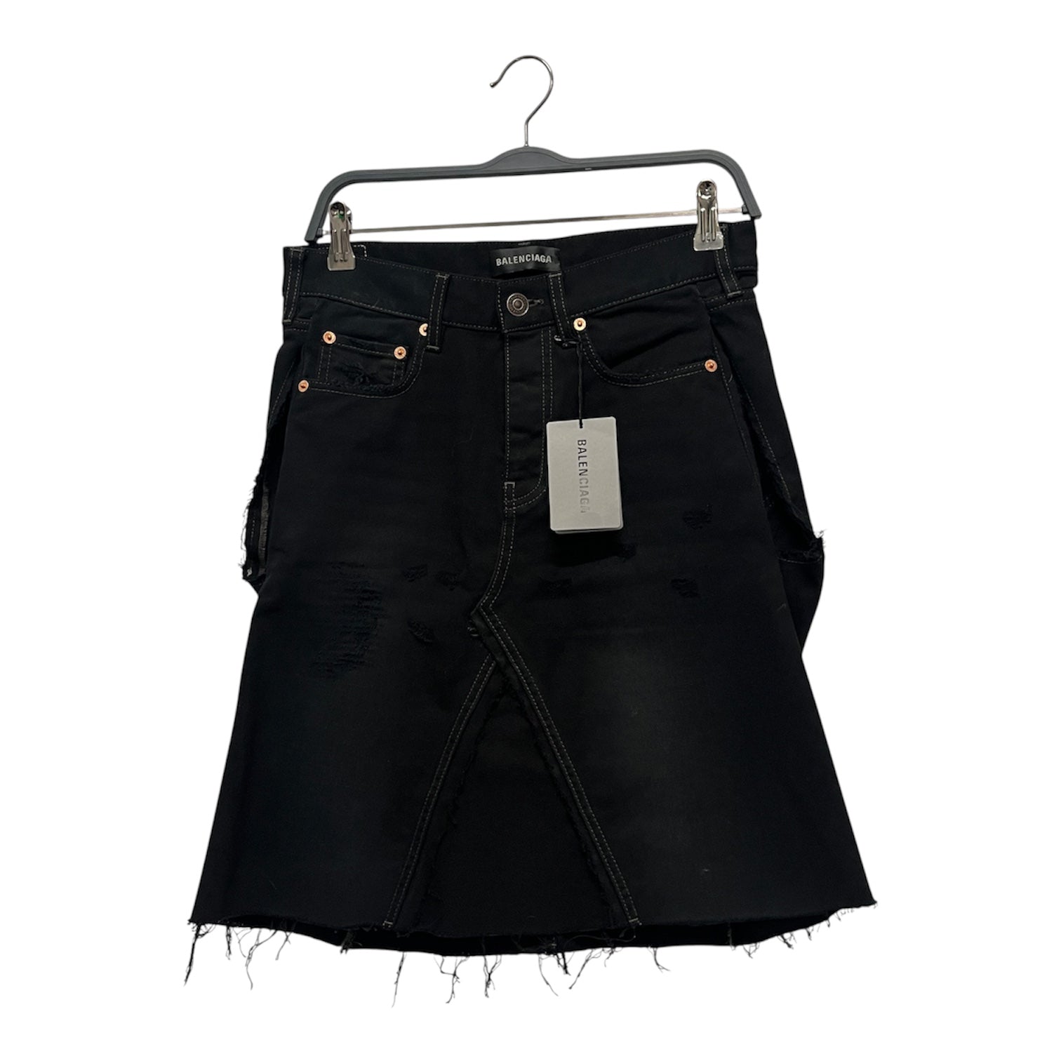 BALENCIAGA/Skirt/36/Denim/BLK/Midi Length/DISTRESSED BNWT view 1