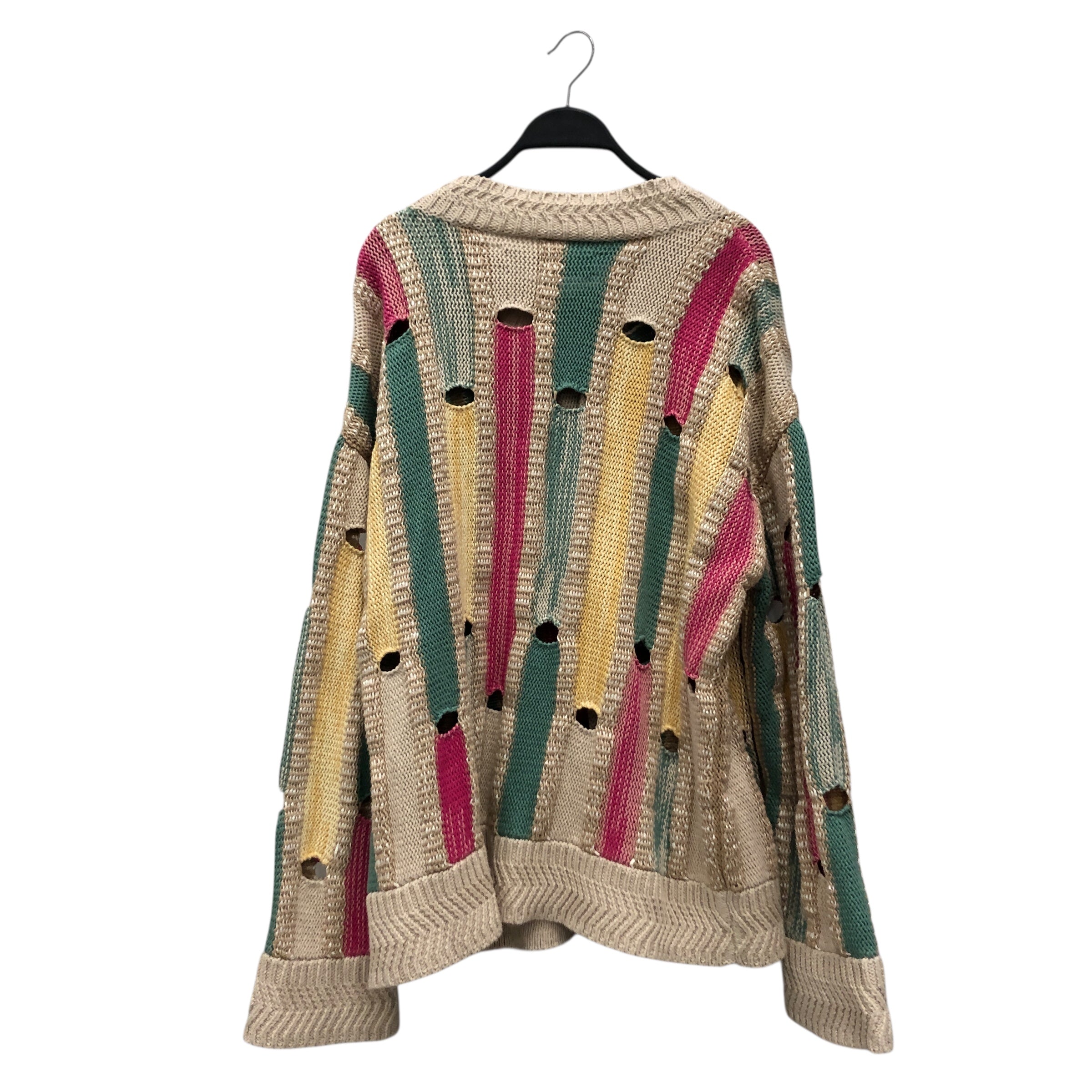 NAMESAKE/Cardigan/L/Stripe/Cotton/BEG/Sweater w/ Holes view 2