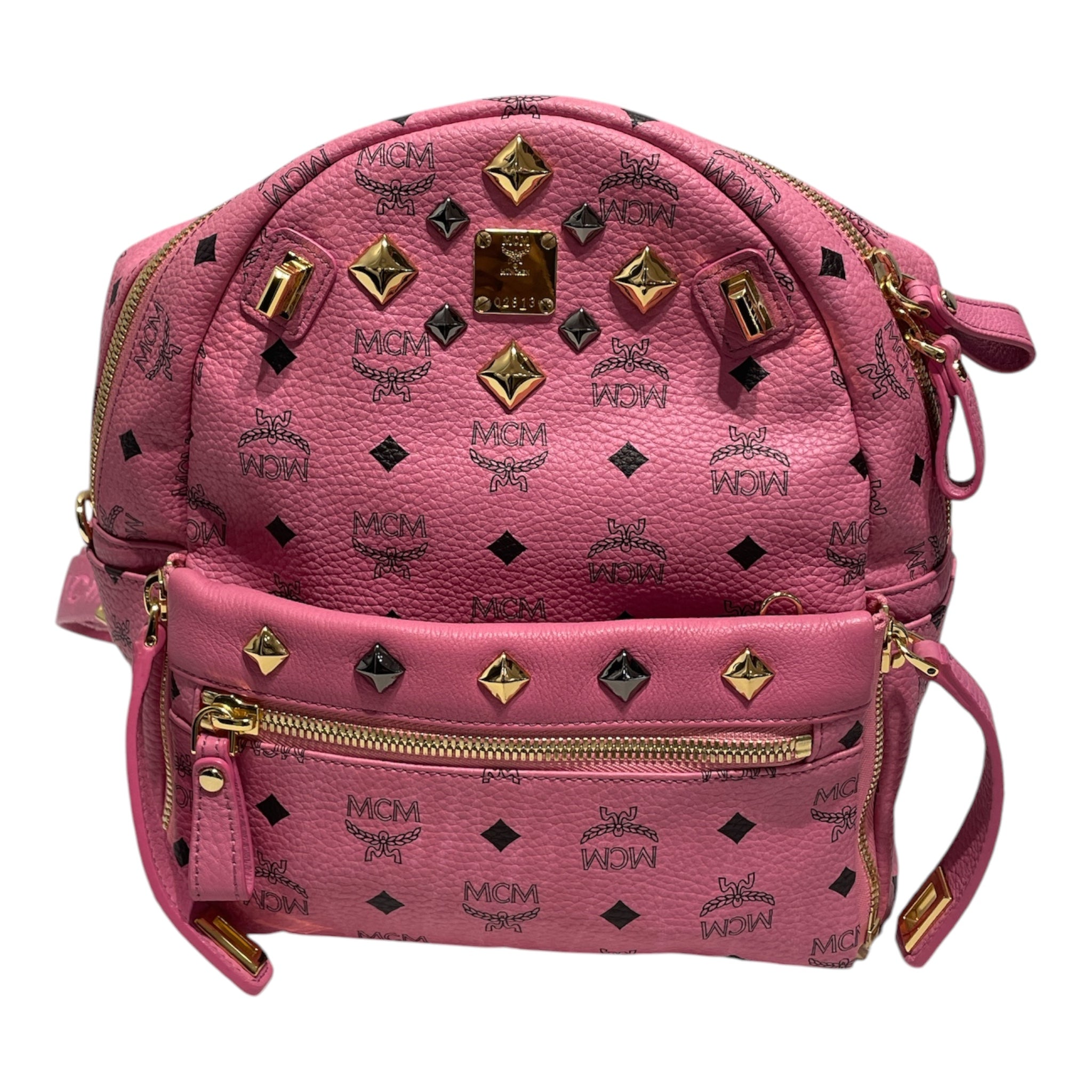MCM/Backpack/Monogram/Leather/PNK/Studded Dual Stark Backpack view 1