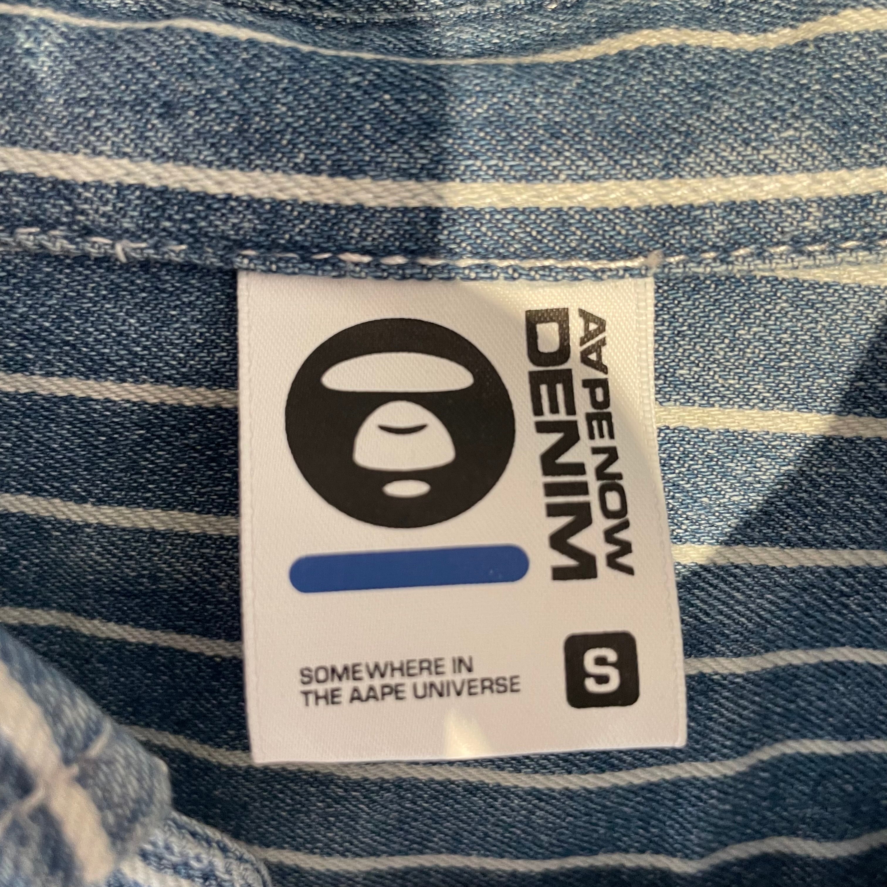 AAPE BY A BATHING APE/LS Shirt/S/Denim/IDG/Stripe/ view 3