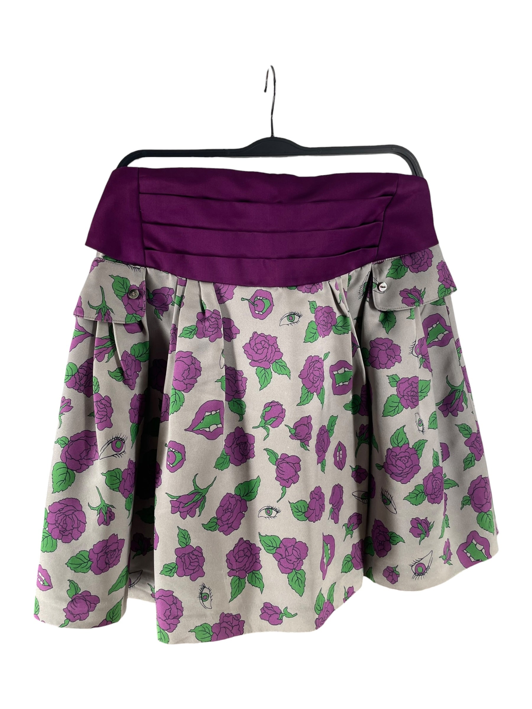 UNDERCOVER/Skirt/2/Floral Pattern/Silk/BRW/PURPLE FLORAL BUCKLE SKRT view 2