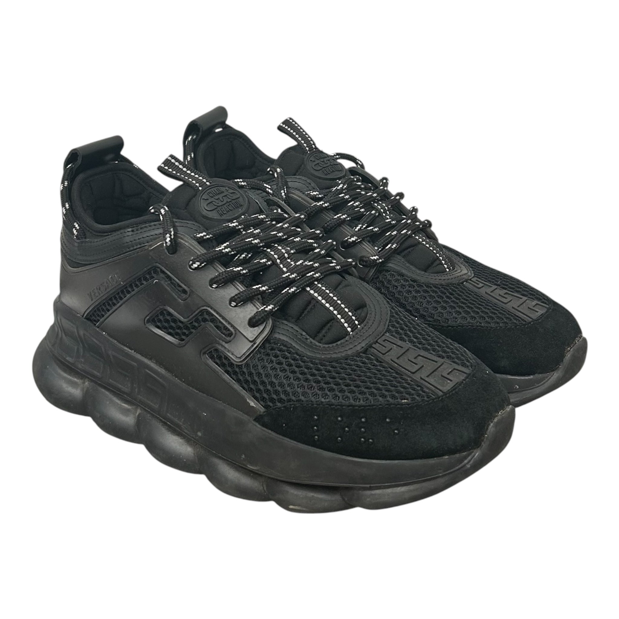 VERSACE/Low-Sneakers/US 8/Cotton/BLK/Chain reaction view 1