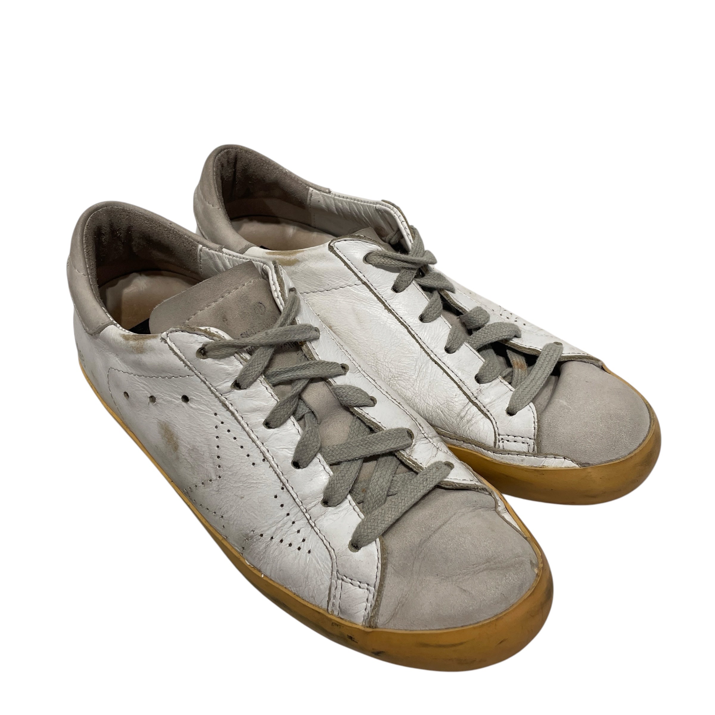 GOLDEN GOOSE/Low-Sneakers/US 7/Leather/WHT/Superstar Dotted Star Distress view 1