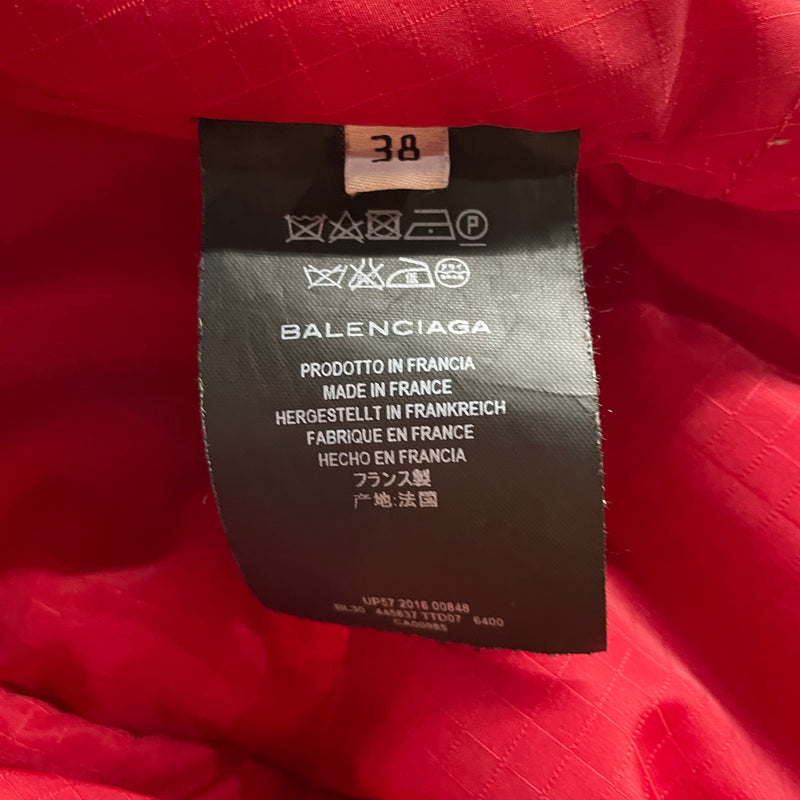 BALENCIAGA/Puffer Jkt/38/Polyester/RED/BLACK ZIPPER ON FRONT