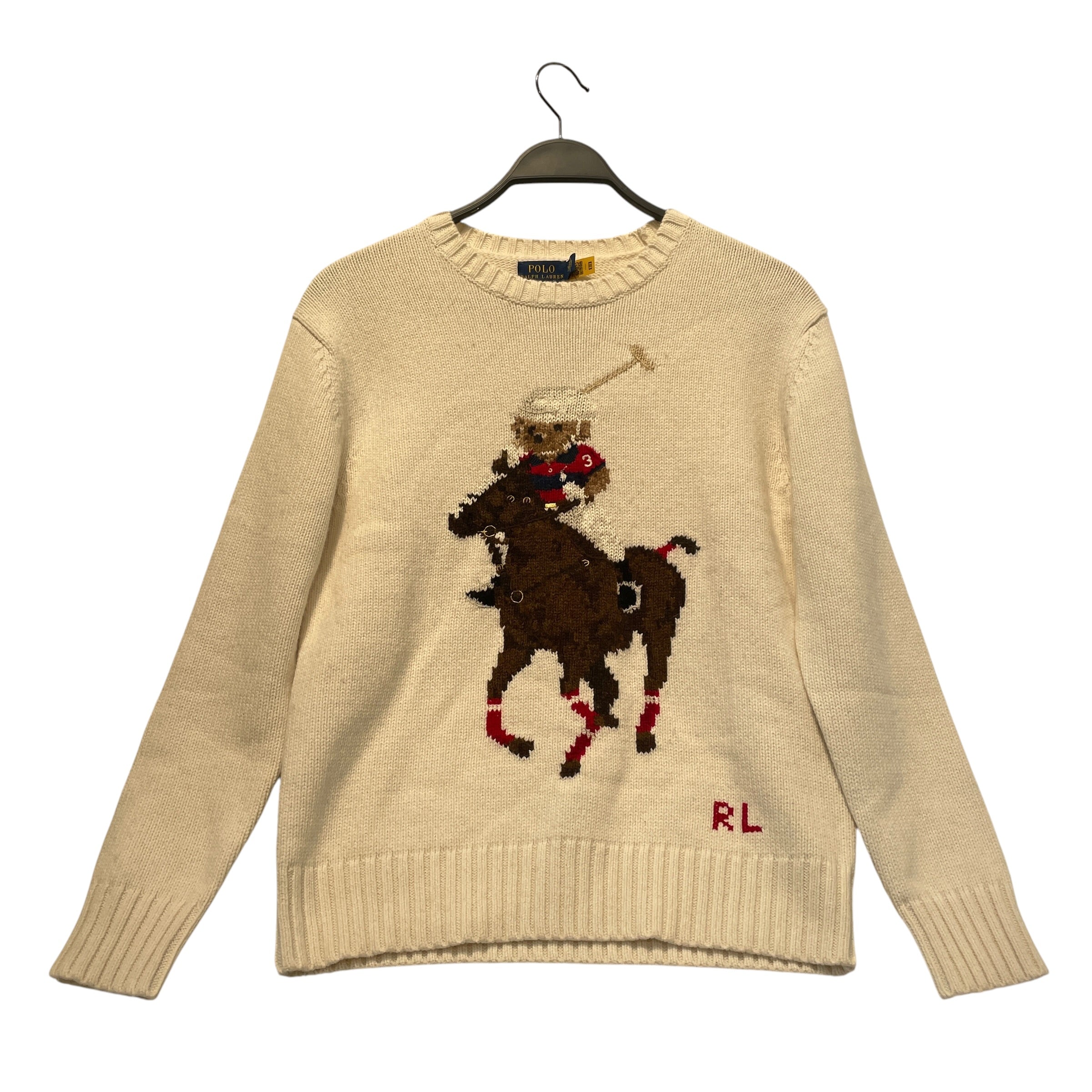 POLO RALPH LAUREN/Sweater/XS/Graphic/Cotton/WHT/Pullover/Off-White Knit Polo Bear view 1