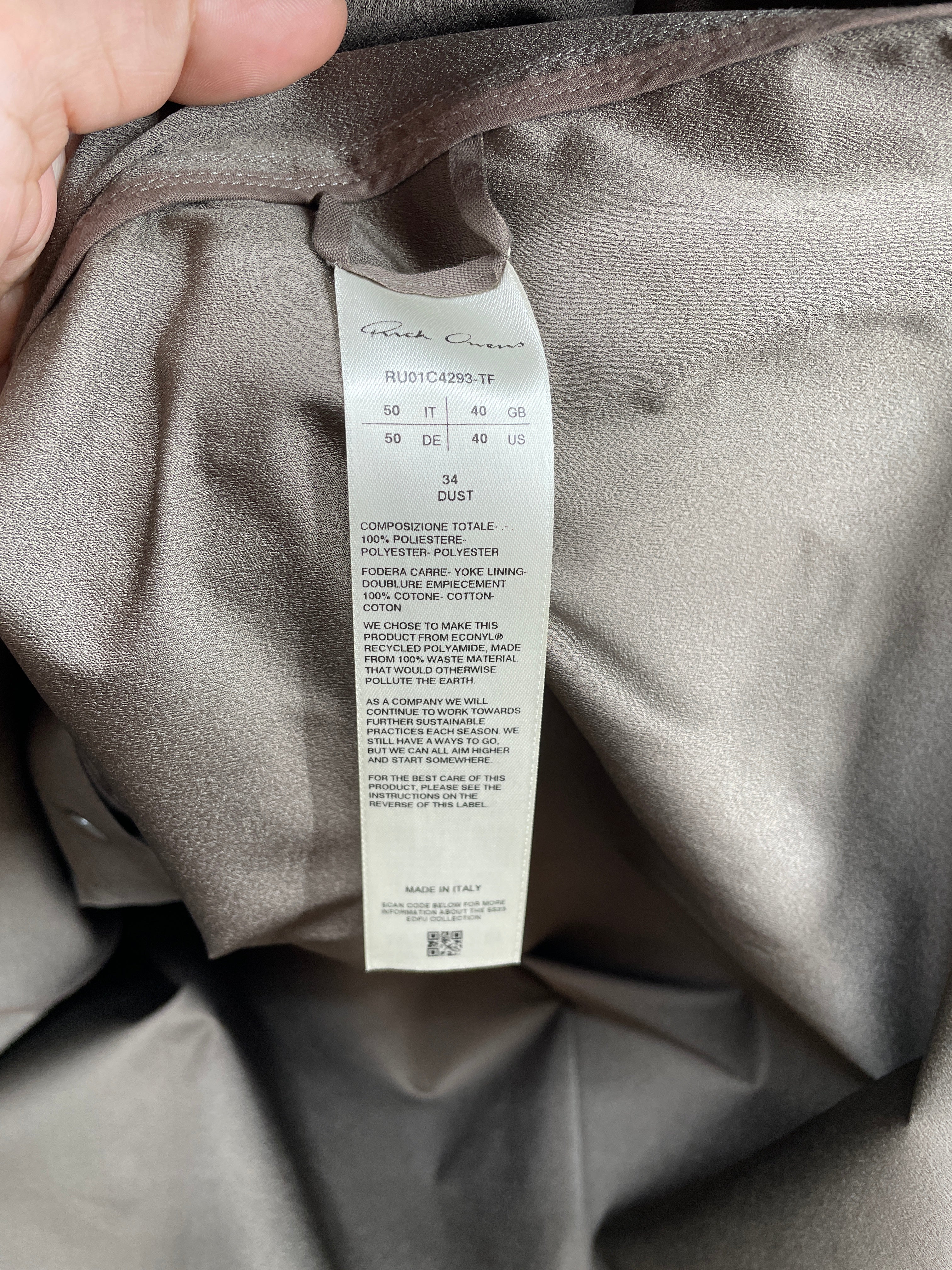 Rick Owens/SS Shirt/40/Polyester/GRY/Open Coller/FAUN SHIRT/BUTTON SNAPS view 4