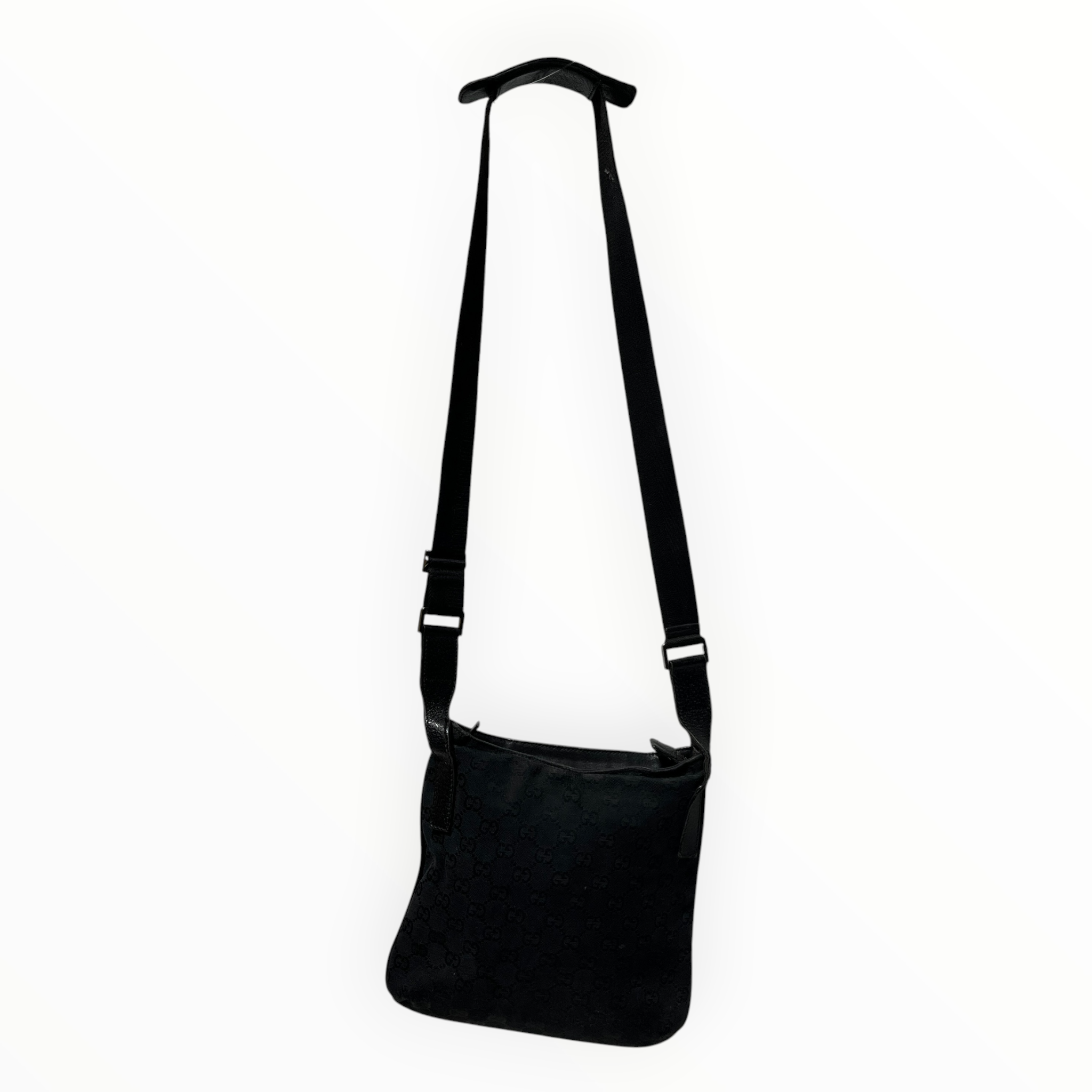 GUCCI/Hand Bag/Monogram/Cotton/BLK/VERY WELL USED view 2