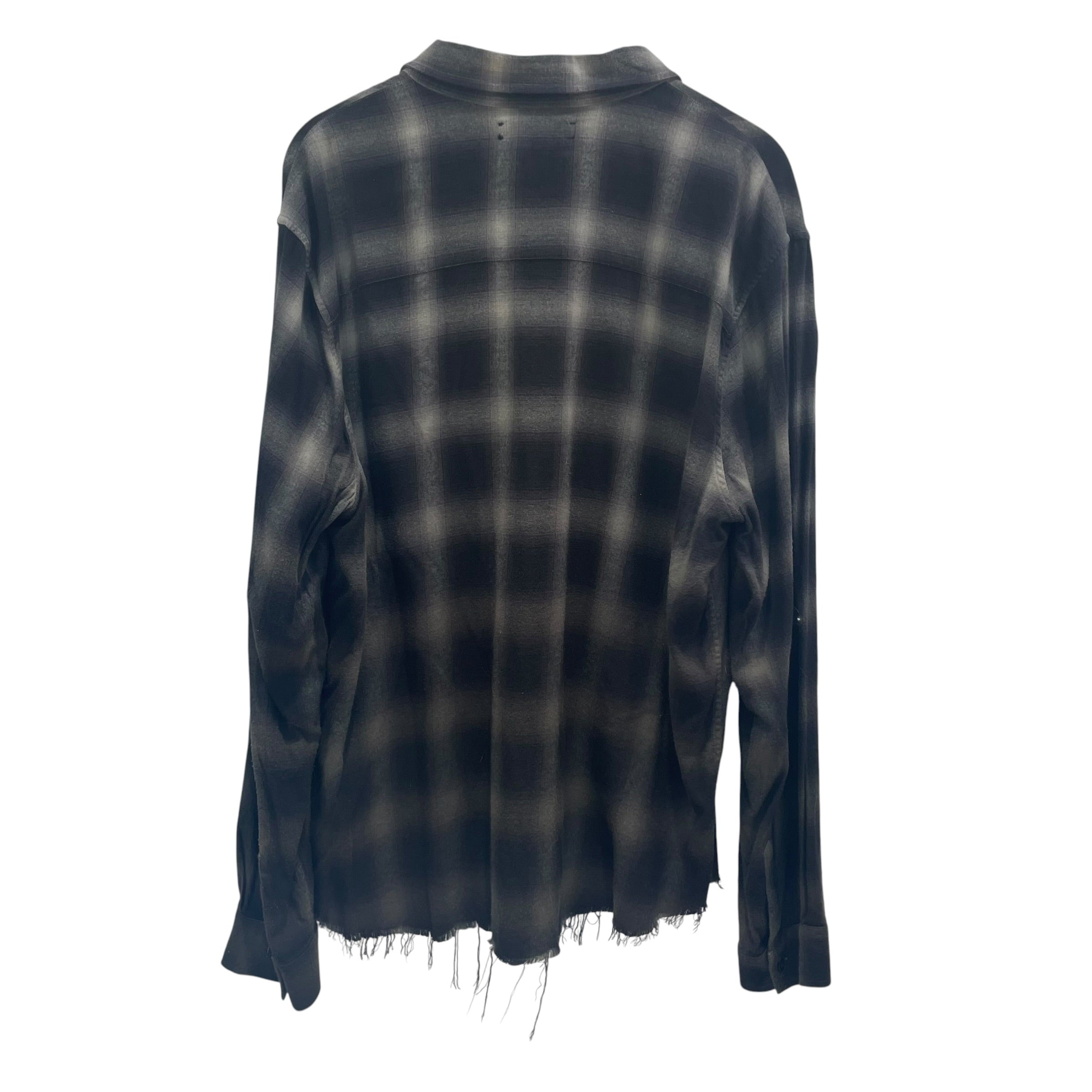 AMIRI/Flannel Shirt/XXL/Cotton/GRY/Plaid/FRAY EDGE/GREENISH view 2