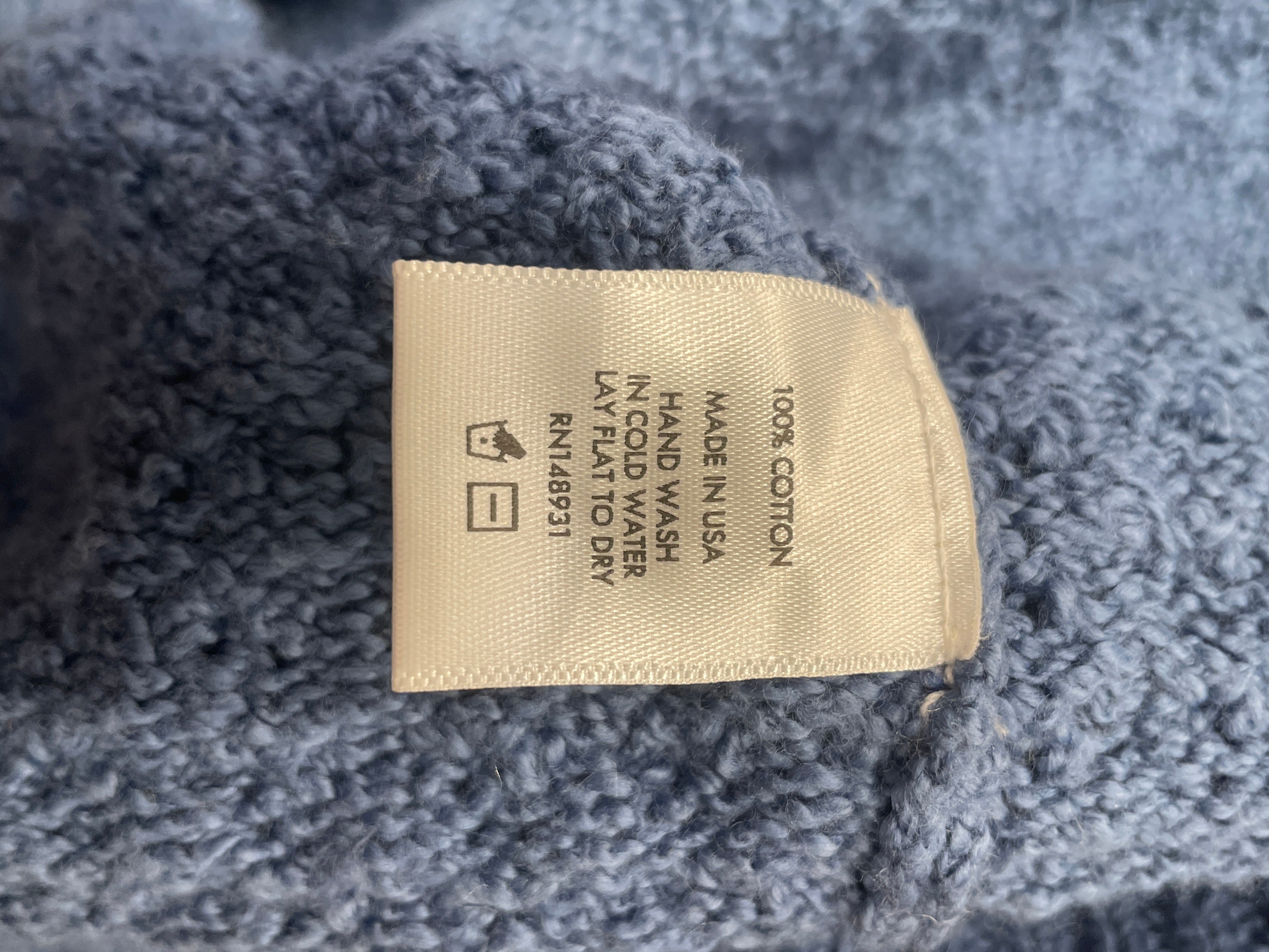 The Elder Statesman/Zip Up Hoodie/XL/Cotton/IDG/100% COTTON WAFFLE KNIT view 3
