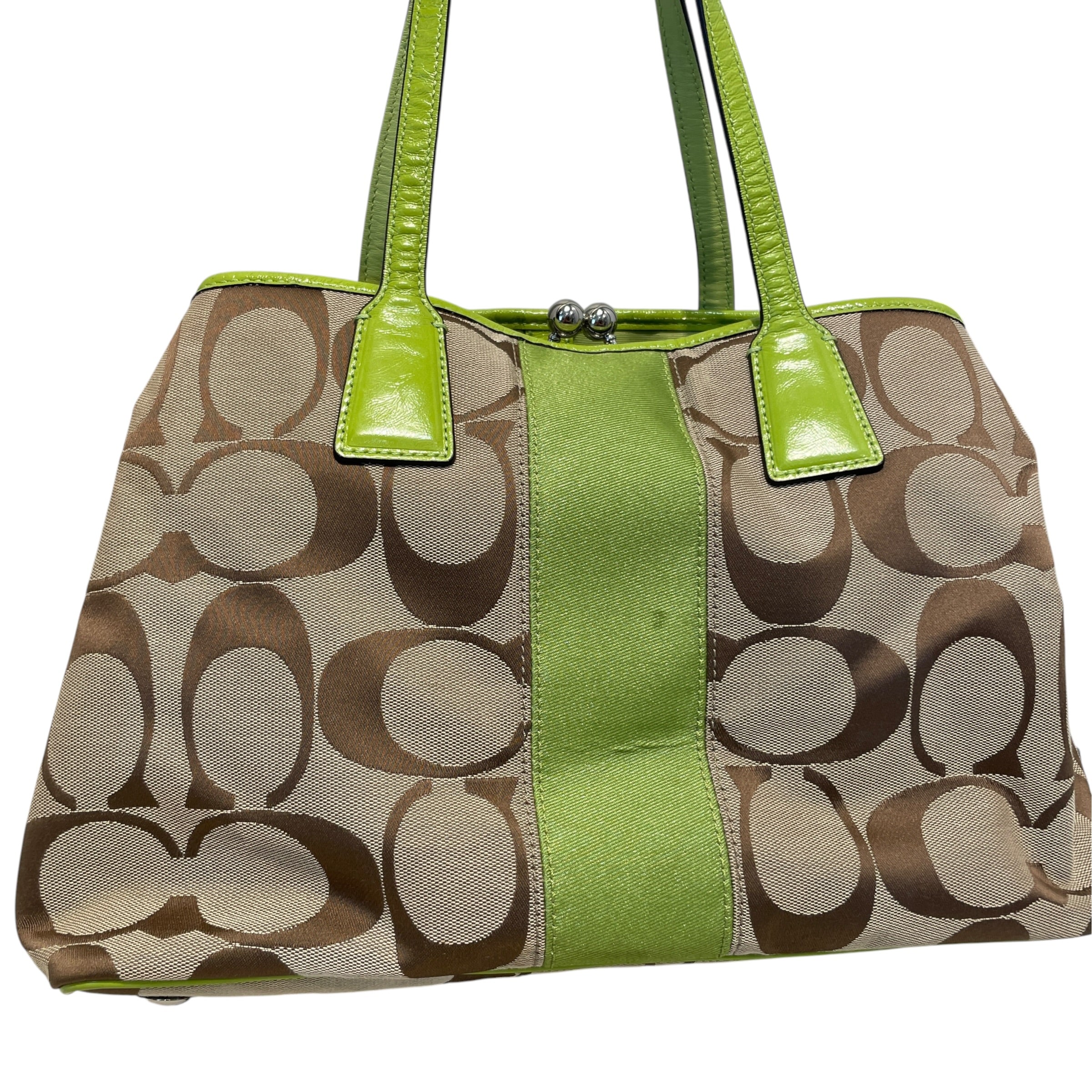 COACH/Hand Bag/Monogram/Leather/GRN/Kisslock Bag view 4