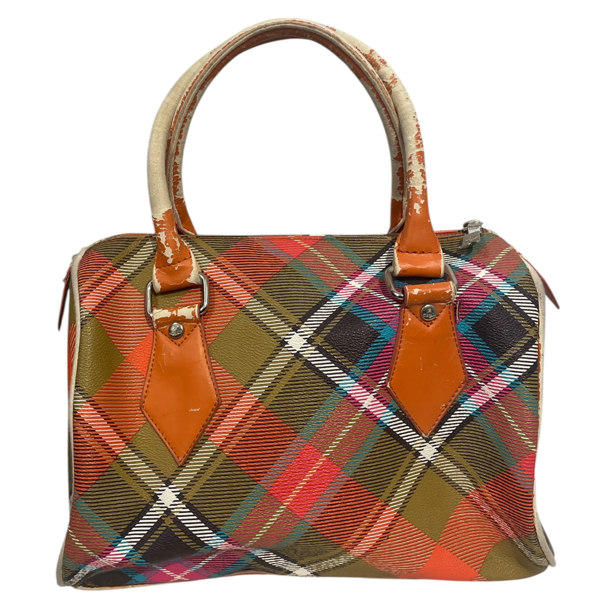 Vivienne Westwood/Tote Bag/Plaid/Leather/MLT/gold logo/ view 2