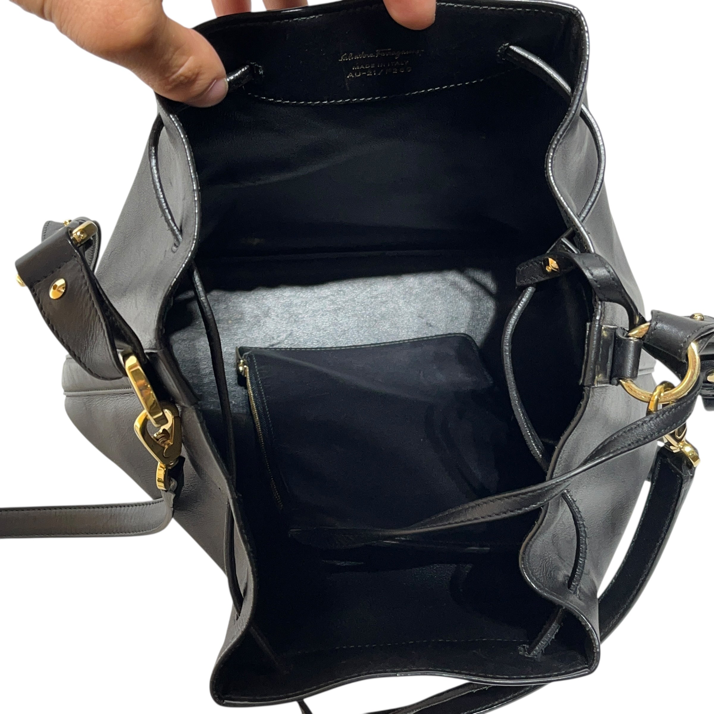 Salvatore Ferragamo/Basket Bag/Leather/BLK/GOLD HARDWARE view 5