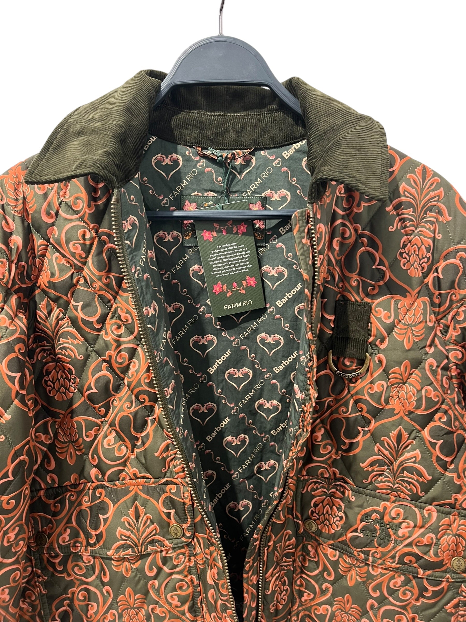 FARM Rio/Barbour/Jacket/S/Floral Pattern/Nylon/GRN/FLORAL QUILTED CROPPED JTK view 3
