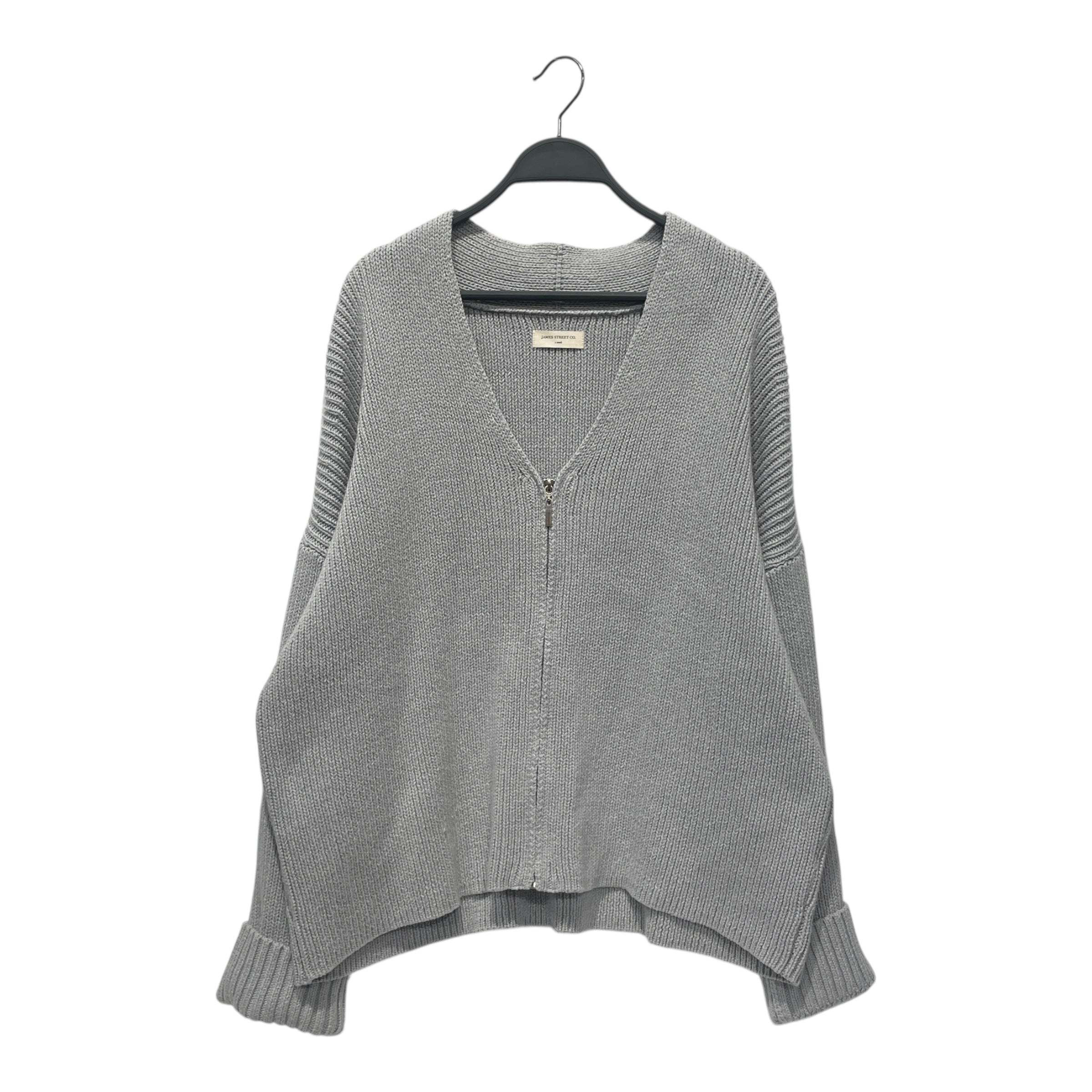 James Street Co/Heavy Cardigan/XS/Cotton/GRY/zip up view 1