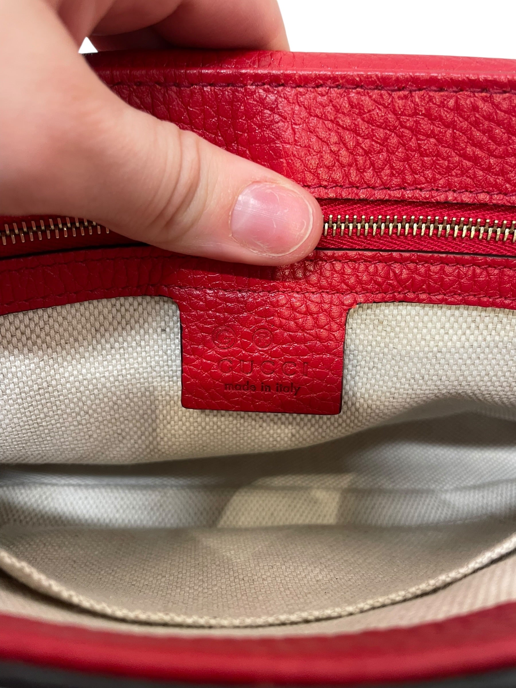GUCCI/Cross Body Bag/Leather/RED/SOHO FLAP GOLD CHAIN view 5