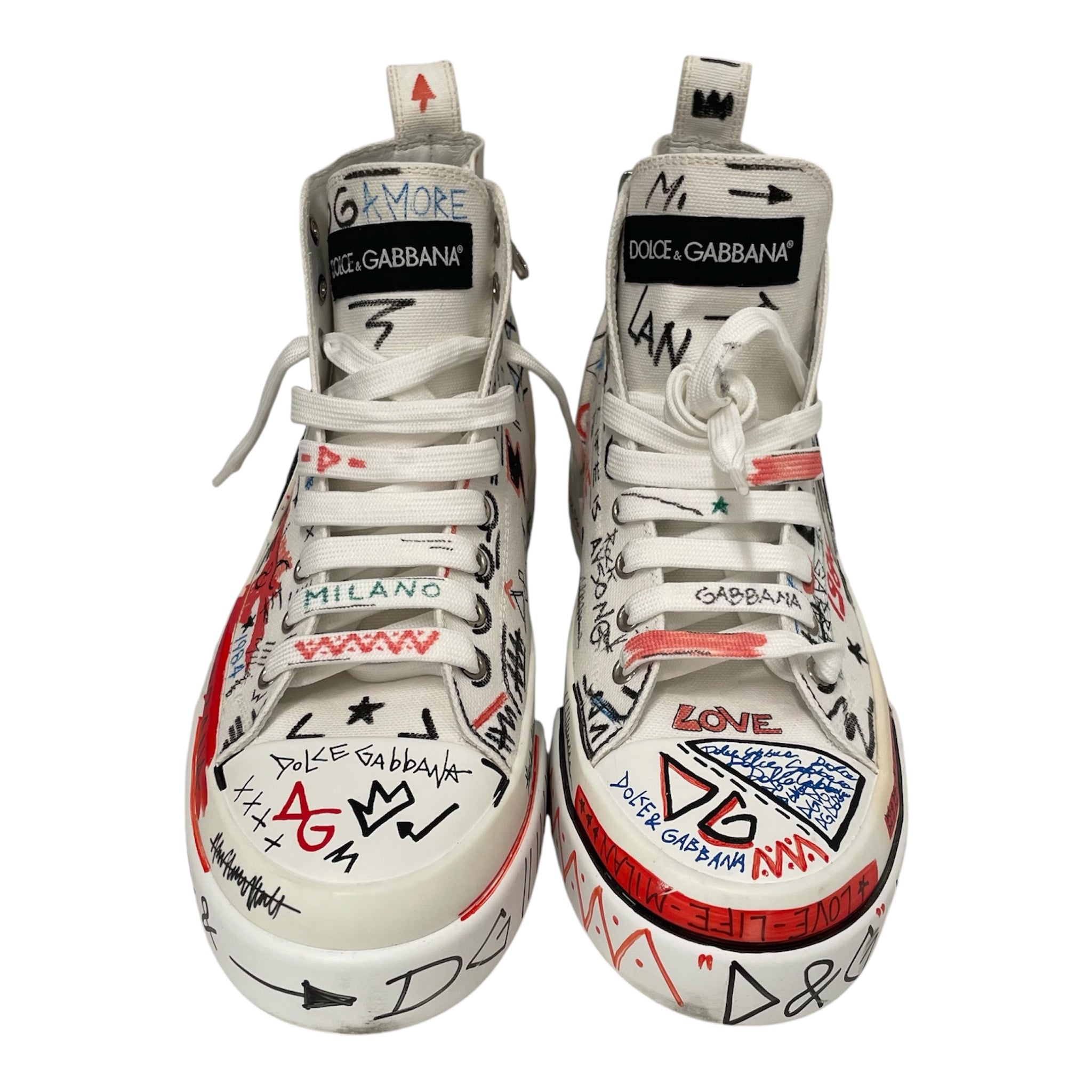 DOLCE&GABBANA/Hi-Sneakers/US 7.5/All Over Print/Cotton/WHT/SKETCHES ALL OVER view 4