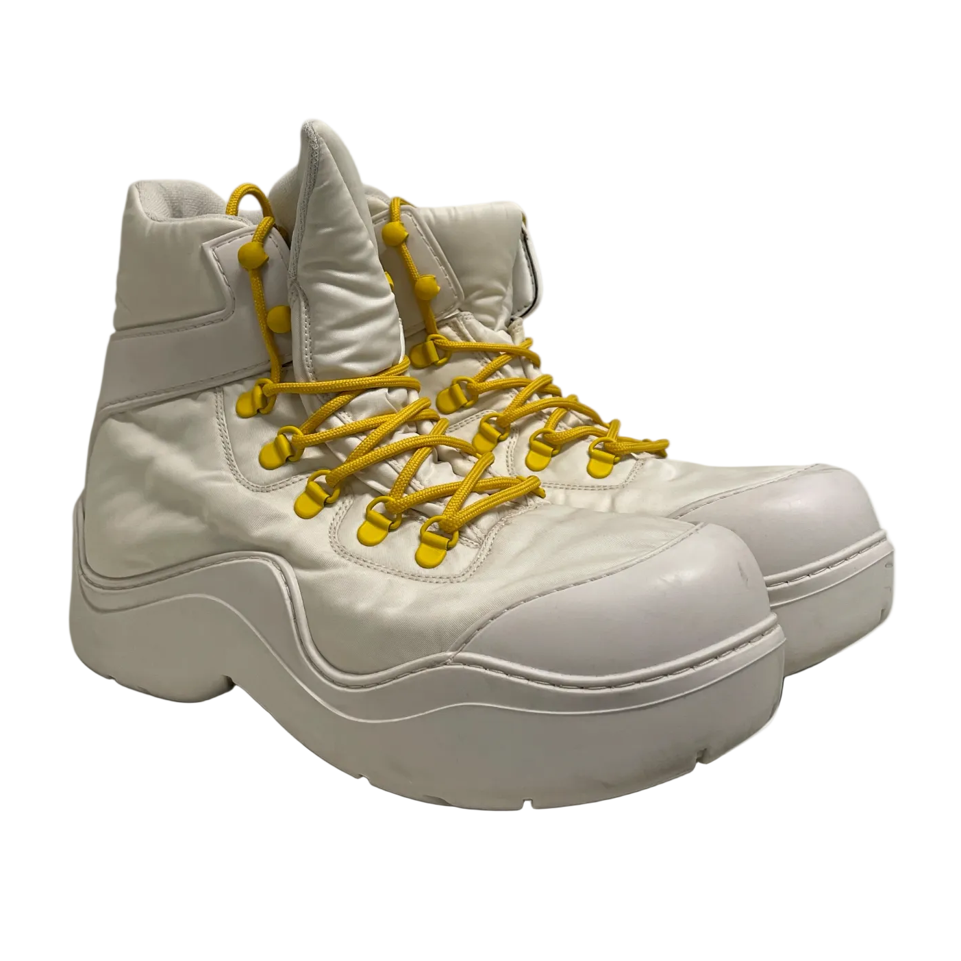 BOTTEGA VENETA/Boots/EU 41/Nylon/WHT/YELLOW LACES/RUBBER BOOTS view 1