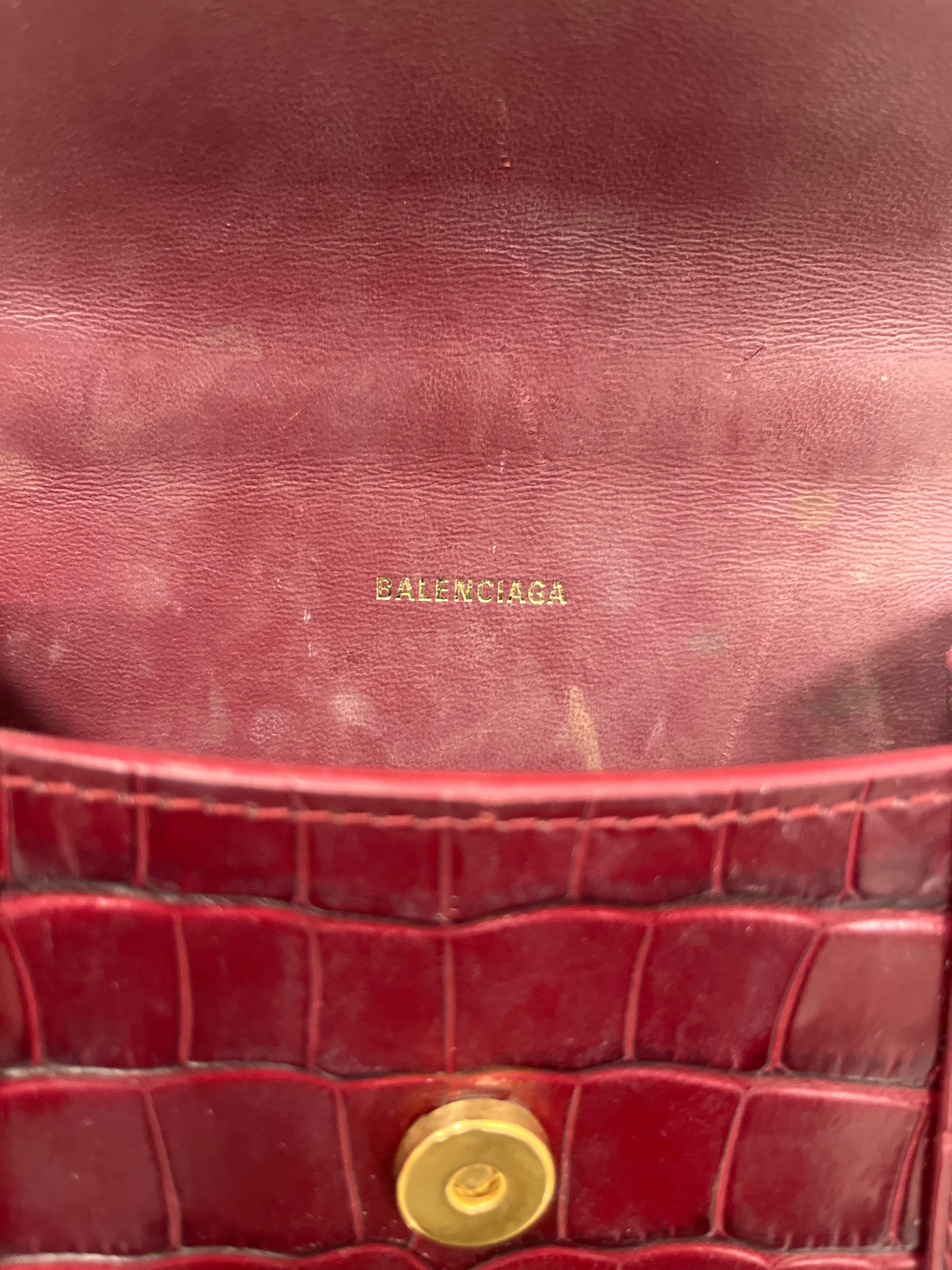 BALENCIAGA/Bag/Leather/RED/HOURGLASS CROCODILE view 7