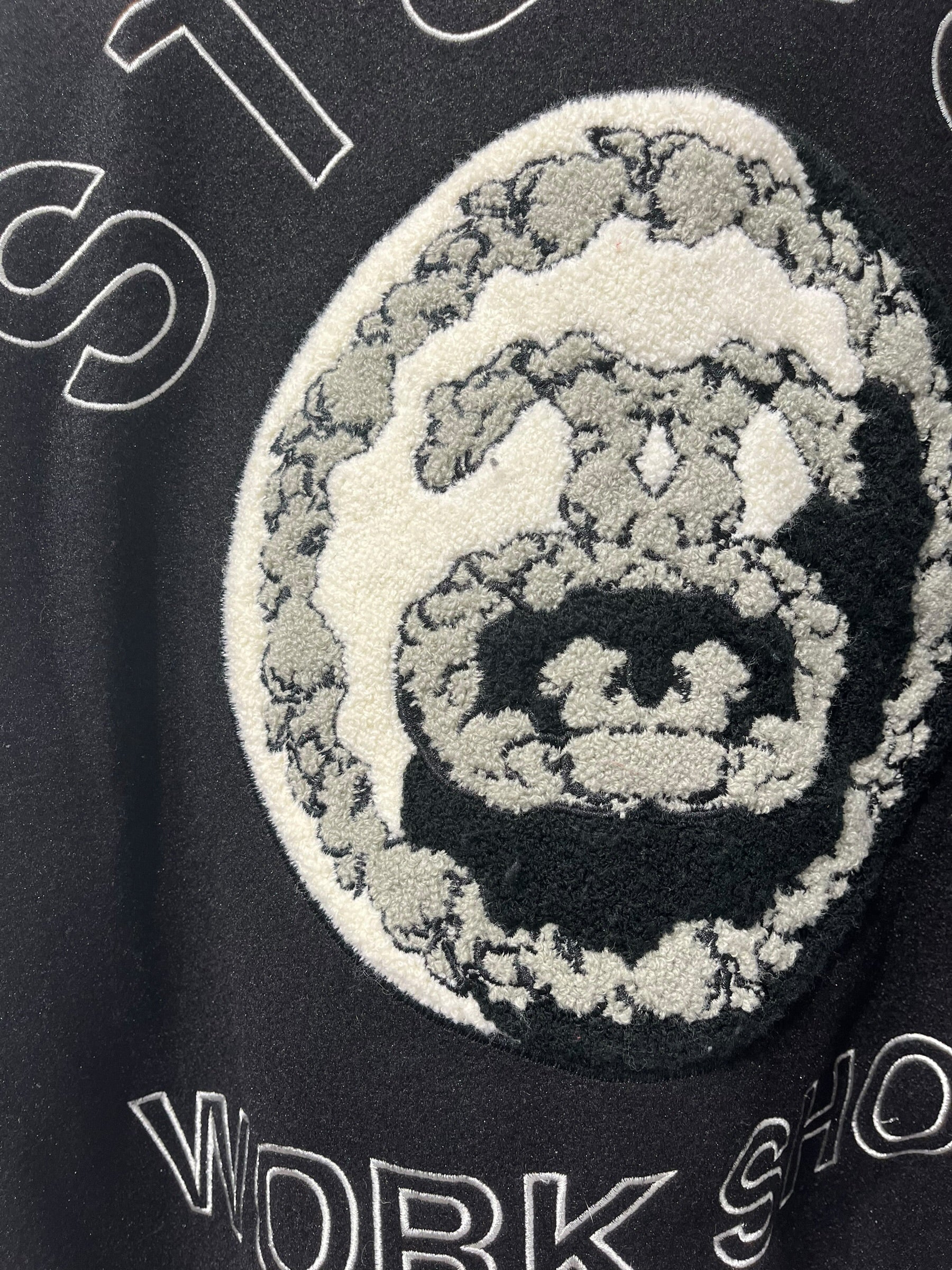 STUSSY/OUR LEGACY/DENIM TEARS/Souvenir Jkt/M/BLK/All Over Print/TTL VARSITY JKT BLK & WHT view 7