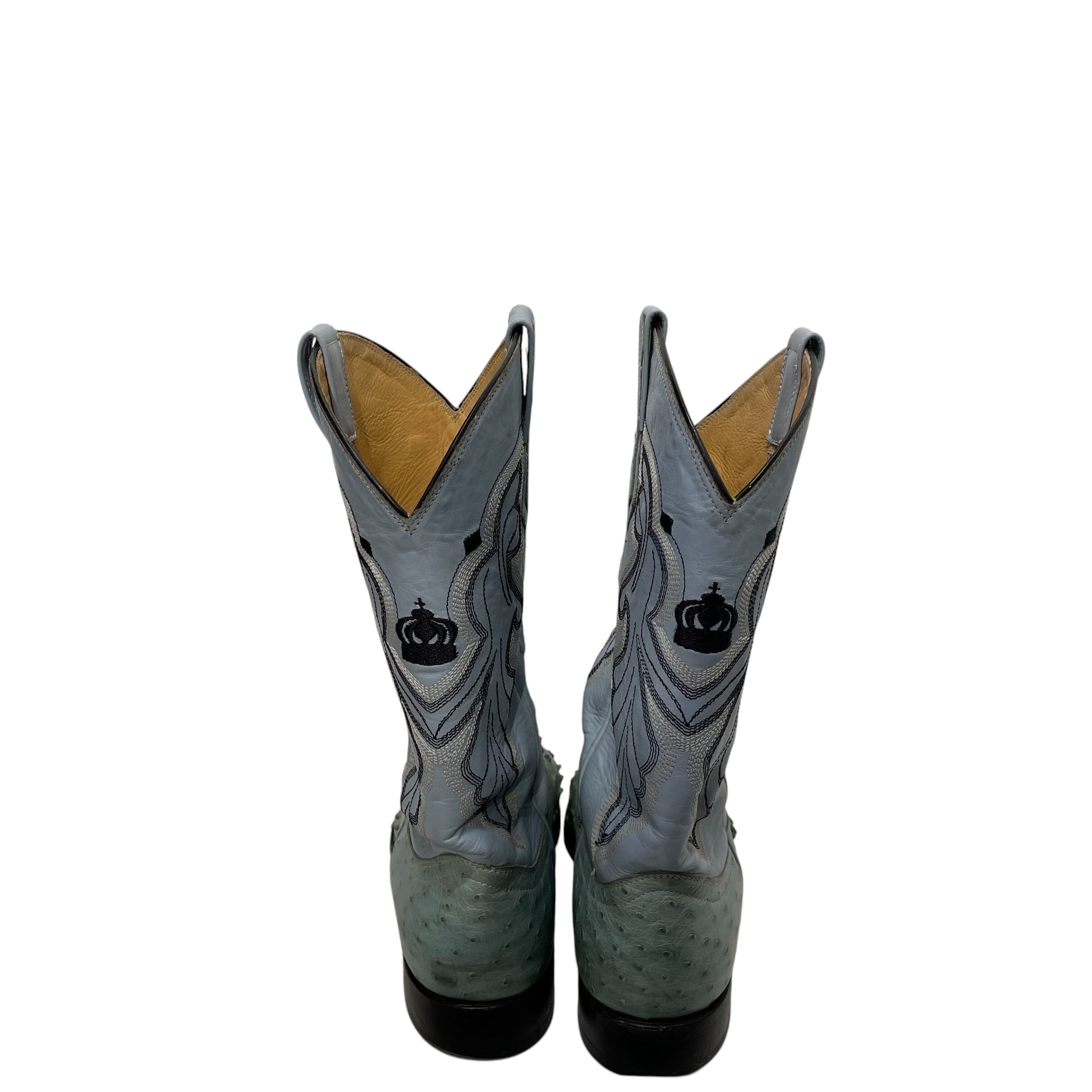 Vintage/Cowboy Boots/US 10.5/Leather/BLU/2 tone teal/blue ostrich view 4