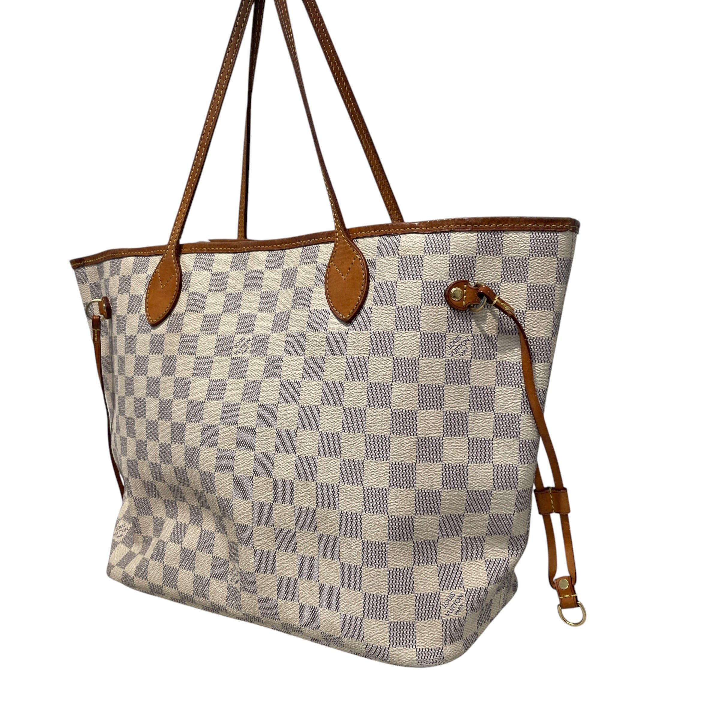 LOUIS VUITTON/Tote Bag/Leather/WHT/Damier Azur view 5