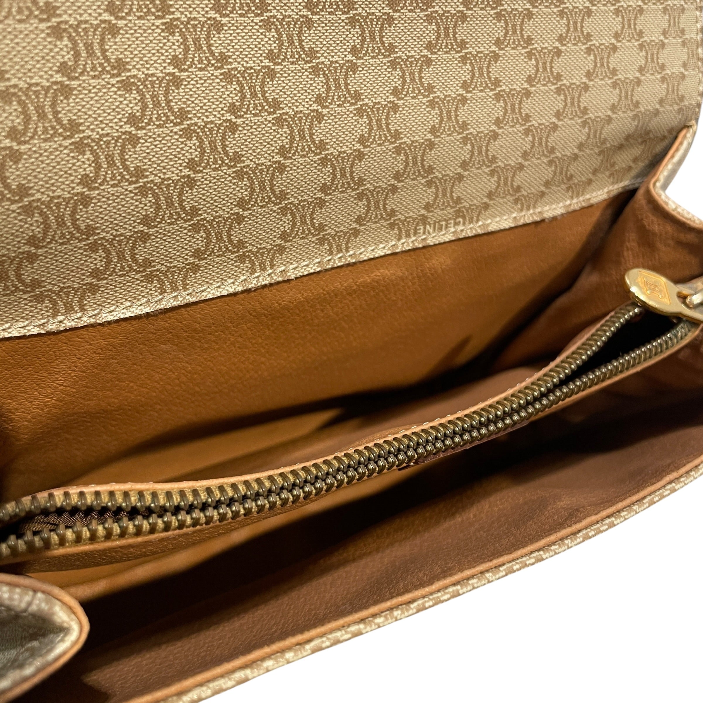 CELINE/Cross Body Bag/Monogram/Leather/KHK/ view 5