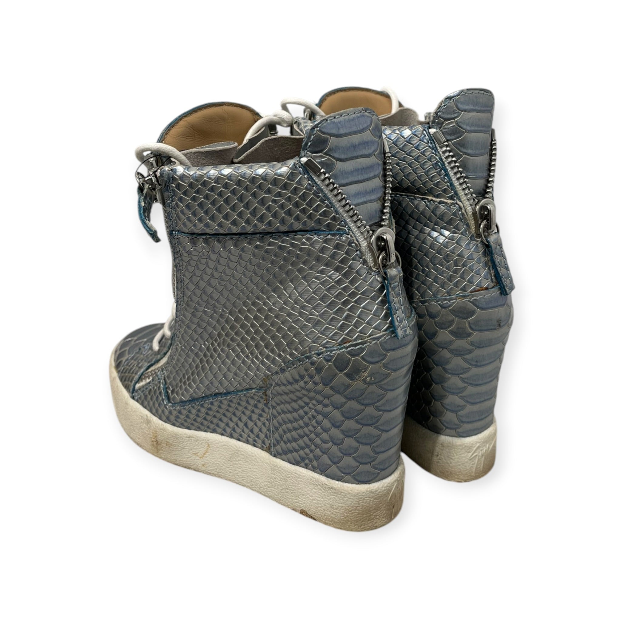 Giuseppe Zanotti/Heels/EU 36.5/Leather/BLU/PYTHON WEDGE SNEAKER ZIPPER view 3