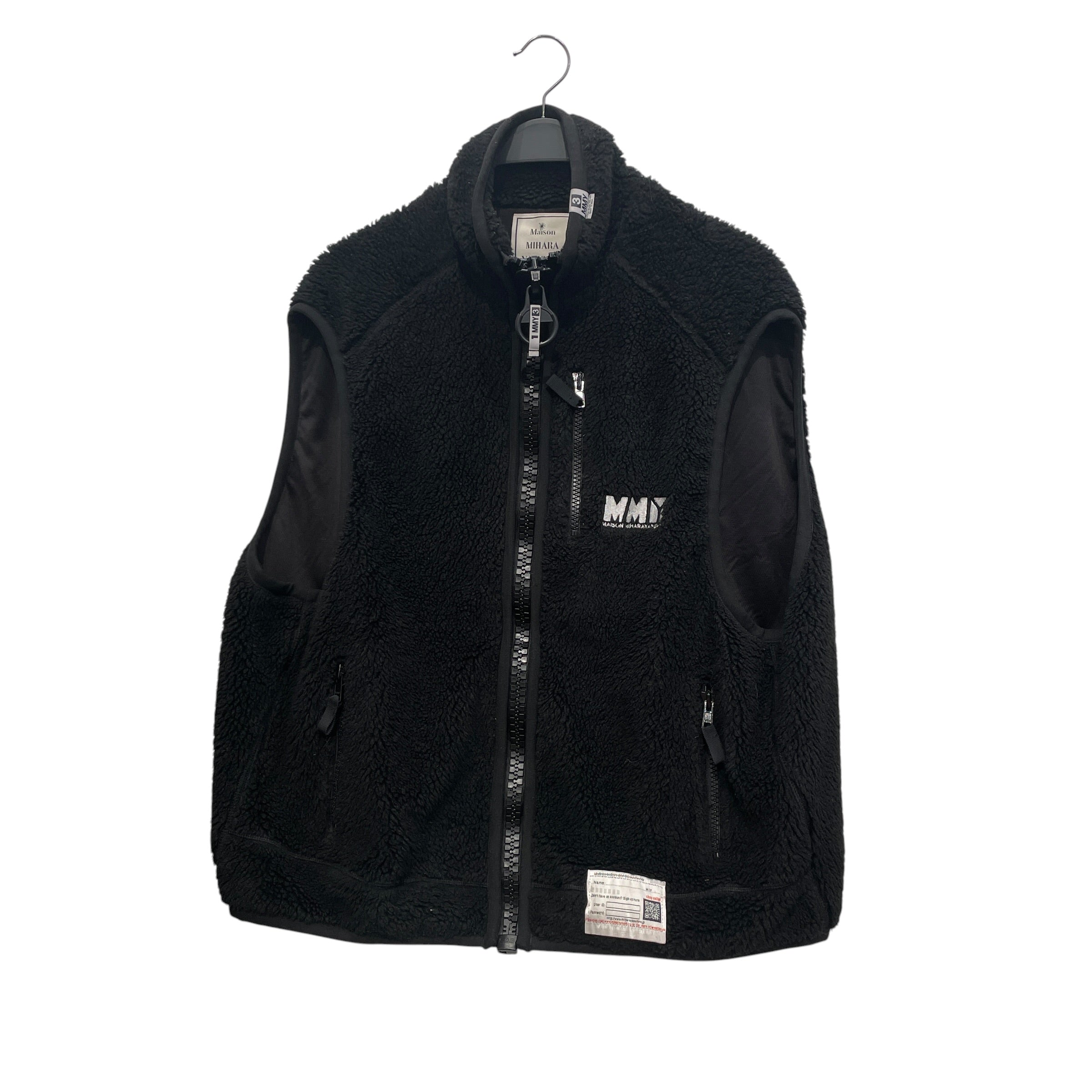 MAISON MIHARA YASUHIRO/Fleece Jkt/Polyester/BLK/FLEECE VEST OVERSIZE ZIPPER