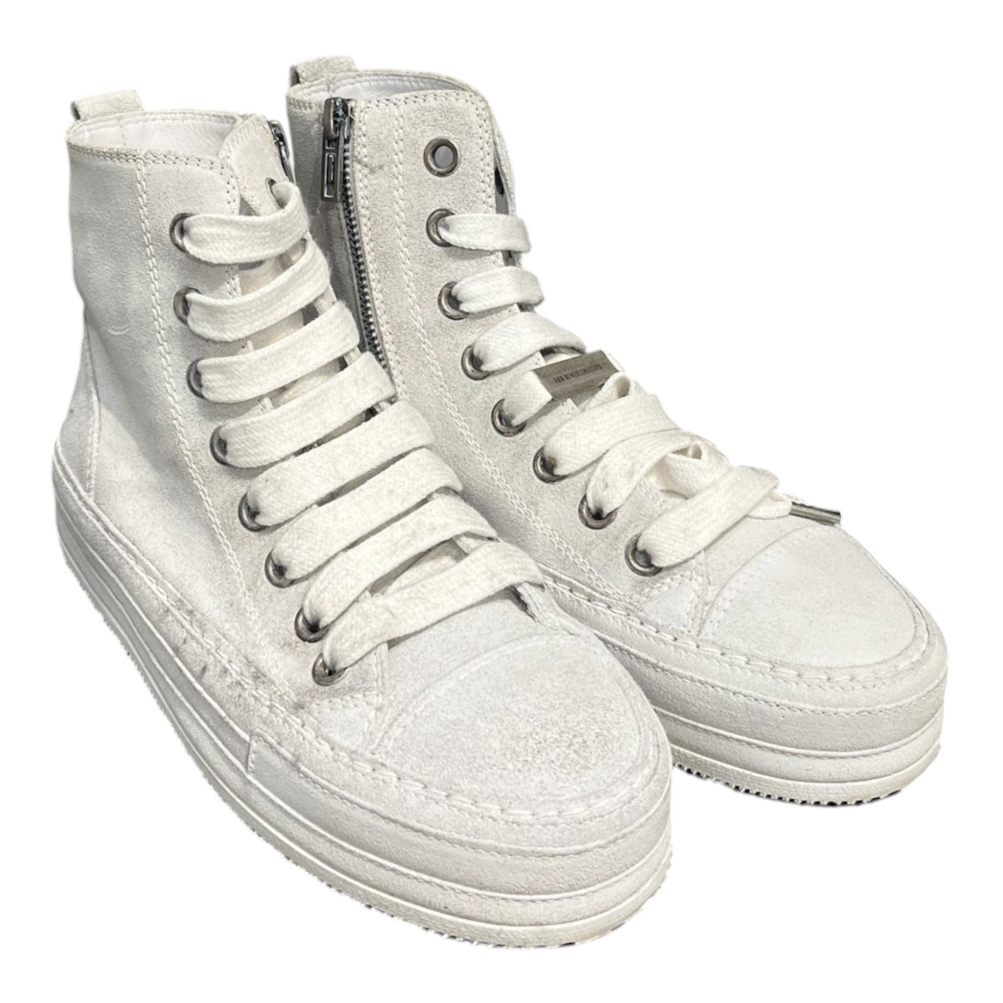 ANN DEMEULEMEESTER/Hi-Sneakers/EU 35.5/Leather/WHT/SIDE ZIP METAL ON LACES view 1