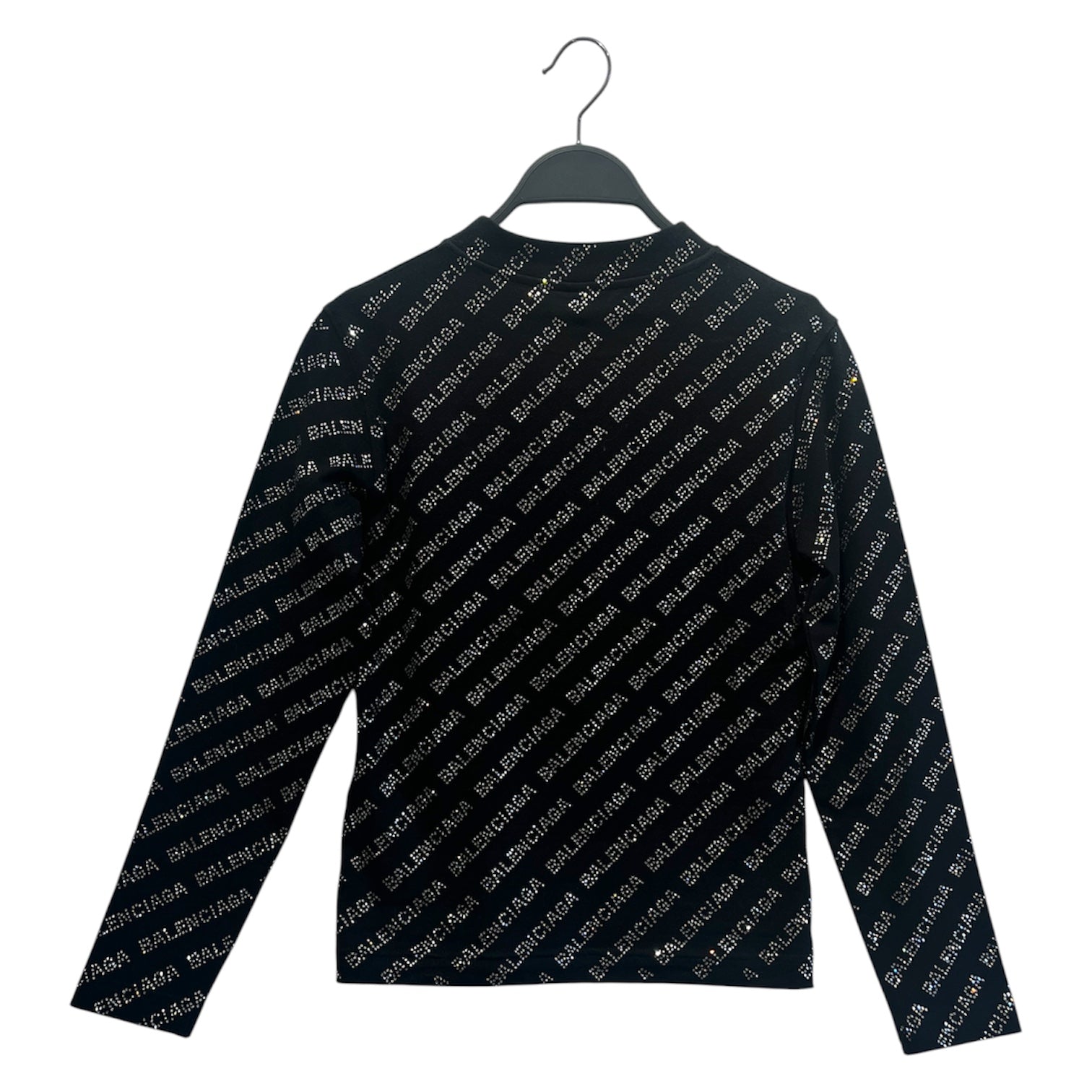 BALENCIAGA/LS T-Shirt/S/Monogram/Cotton/BLK/rhinestoned logos view 2