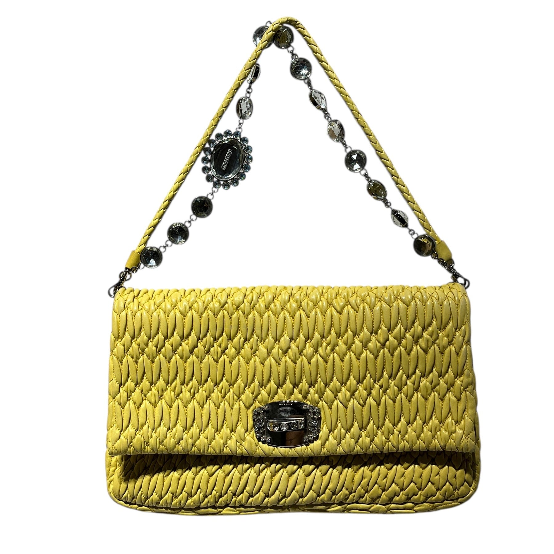 MIU MIU/Hand Bag/Leather/YEL/MATELASSE CRYSTAL FLAP view 1