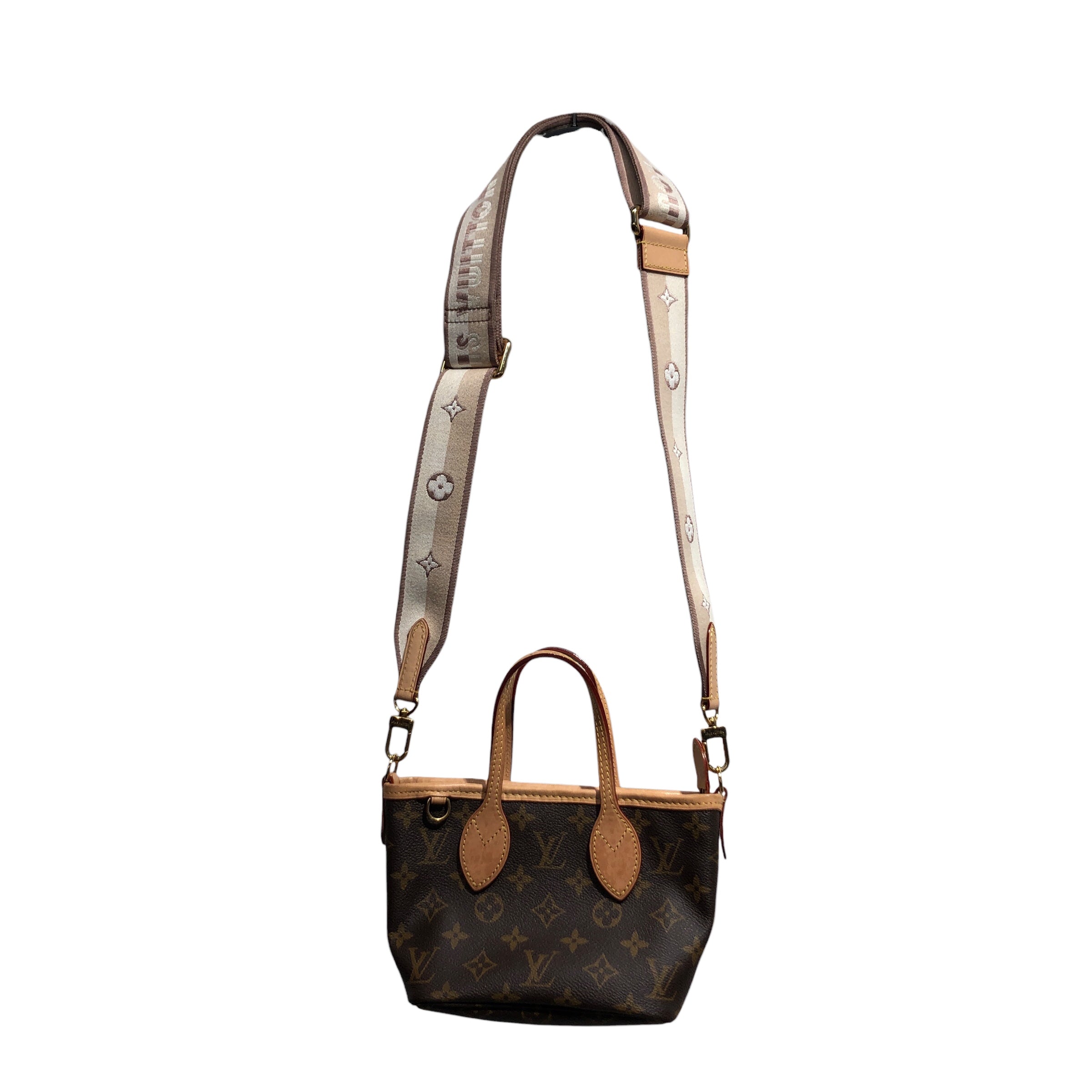 LOUIS VUITTON/Tote Bag/Monogram/Leather/BRW/Neverfull BB w/ Beige Strap view 1