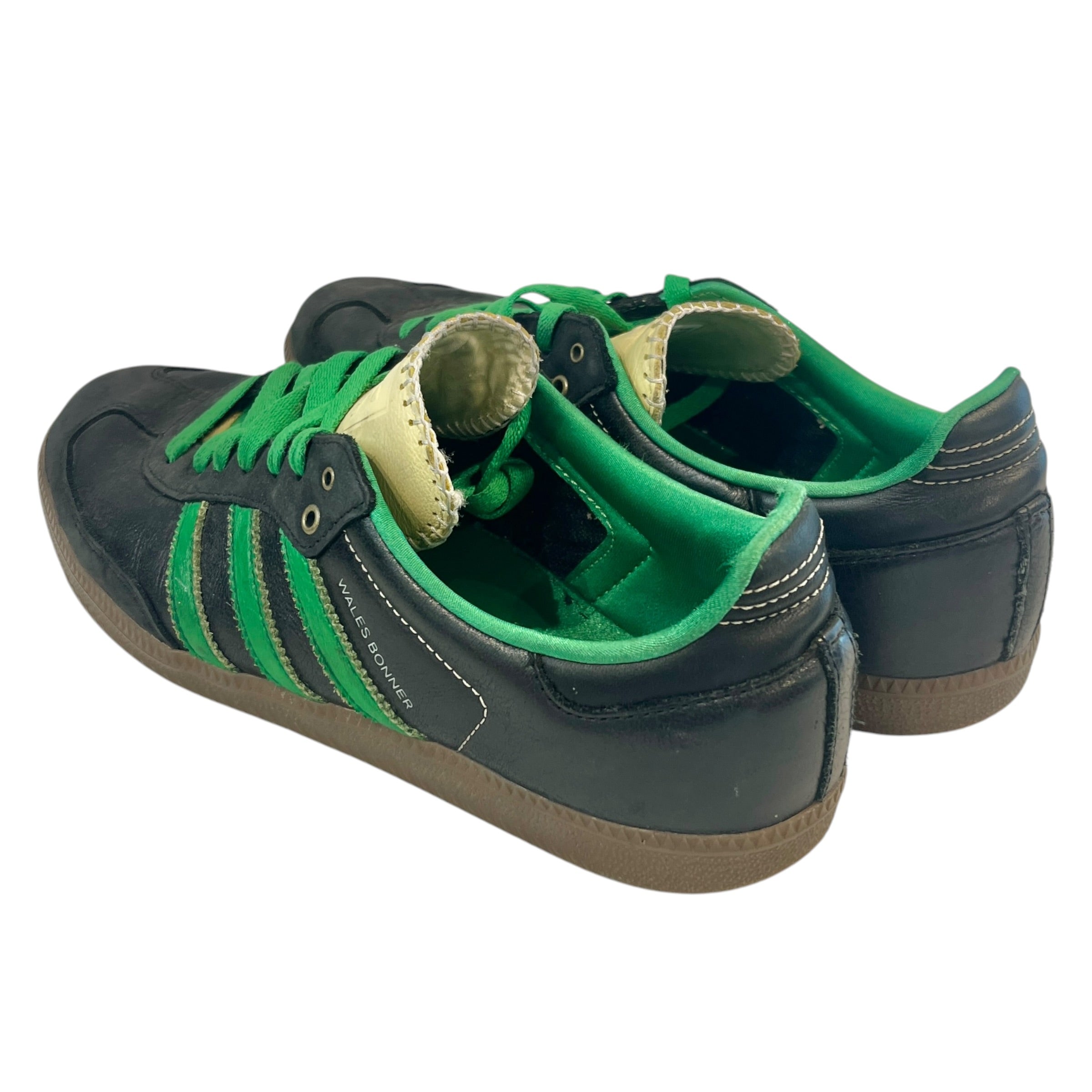 adidas/WALES BONNER/Low-Sneakers/US 10/Stripe/Leather/BLK/U-Tip/SAMBAS GREEN STRIPES view 2