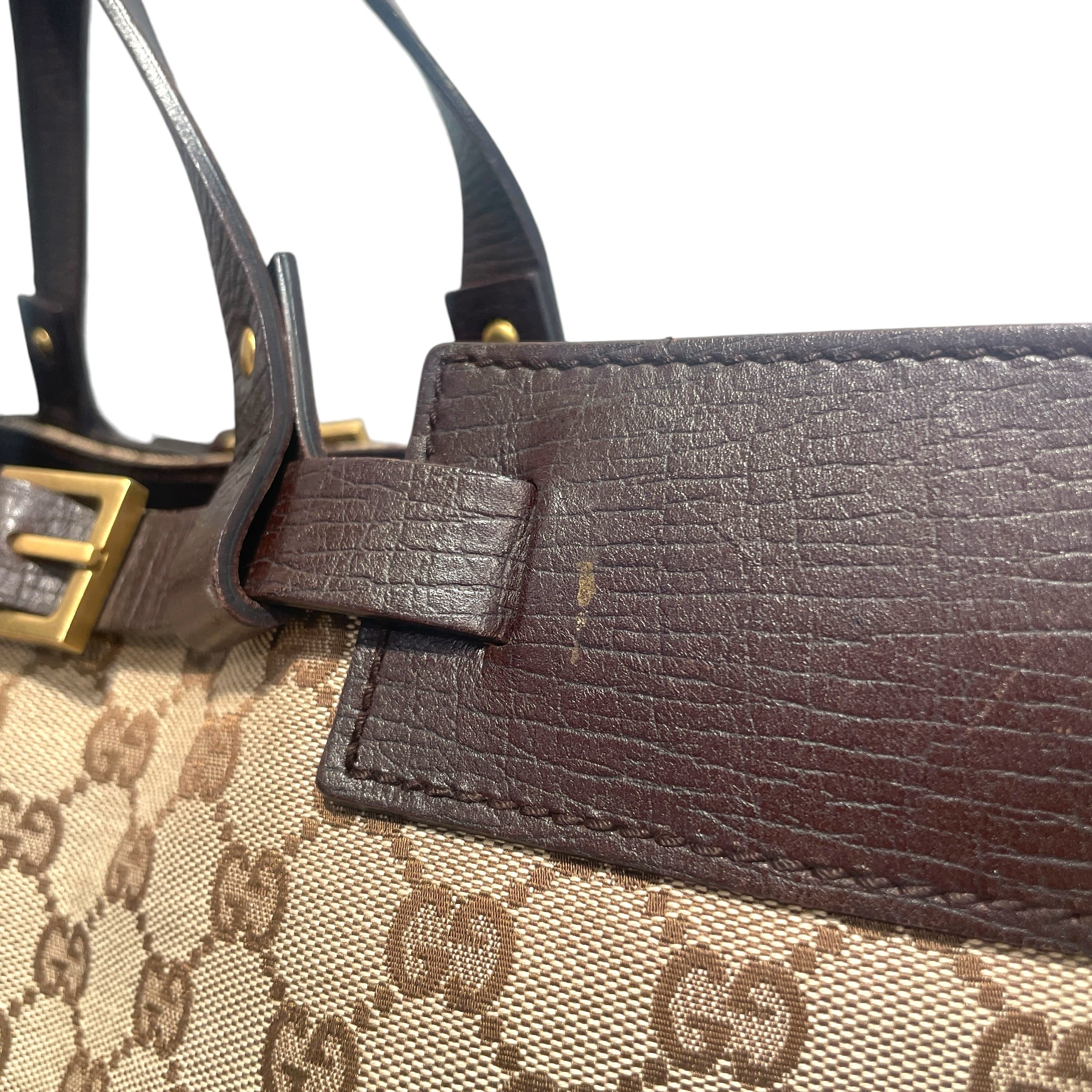 GUCCI/Tote Bag/Monogram/Cotton/BRW/GG Canvas Belted Buckle Tote view 5
