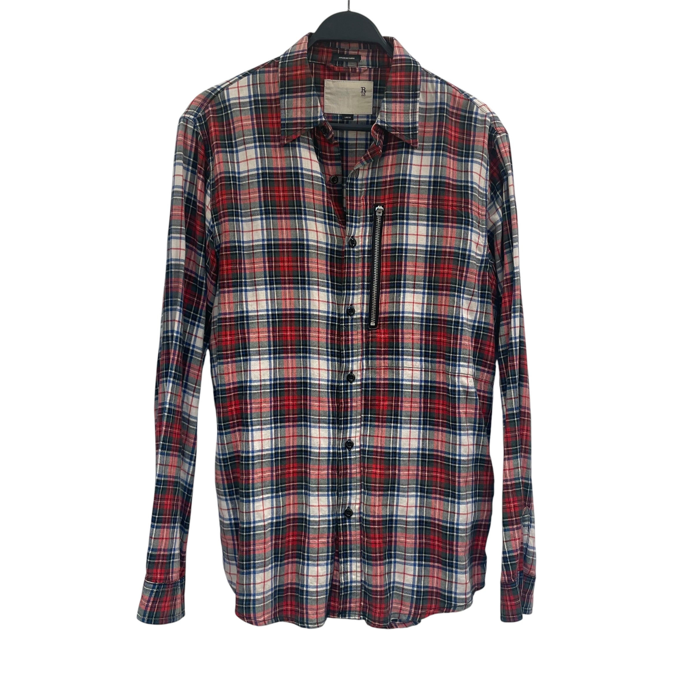 R13/Flannel Shirt/L/Cotton/MLT/Plaid/ZIPPER POCKET view 1