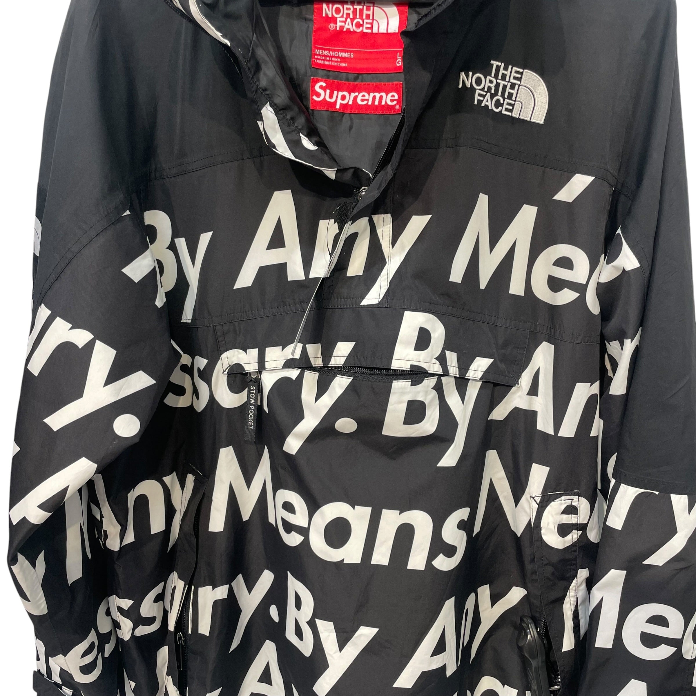 Supreme/THE NORTH FACE/Windbreaker/L/Nylon/BLK/All Over Print/'BY ANY MEANS' view 3