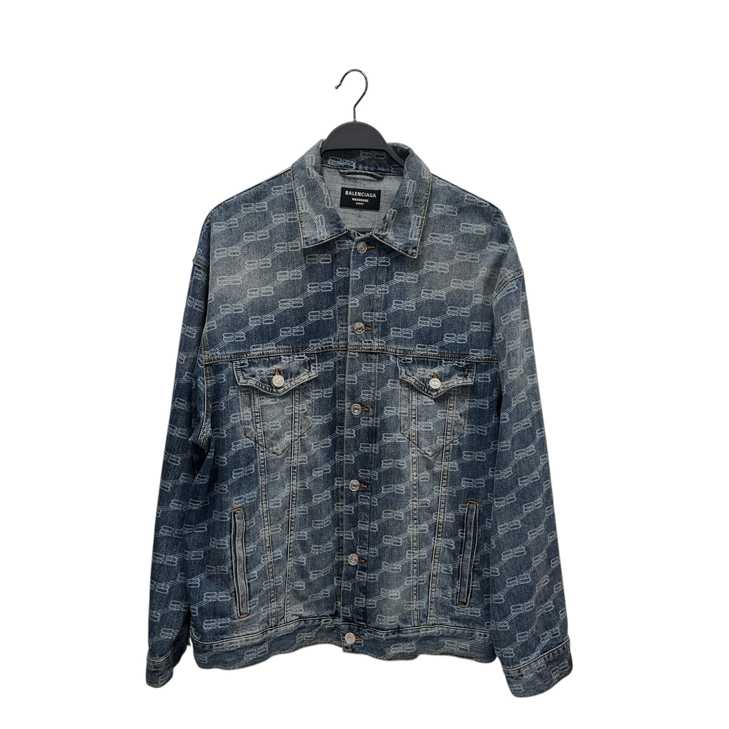 BALENCIAGA/Denim Jkt/M/Denim/BLU/Monogram/BB MONOGRAM ACID WASH view 1