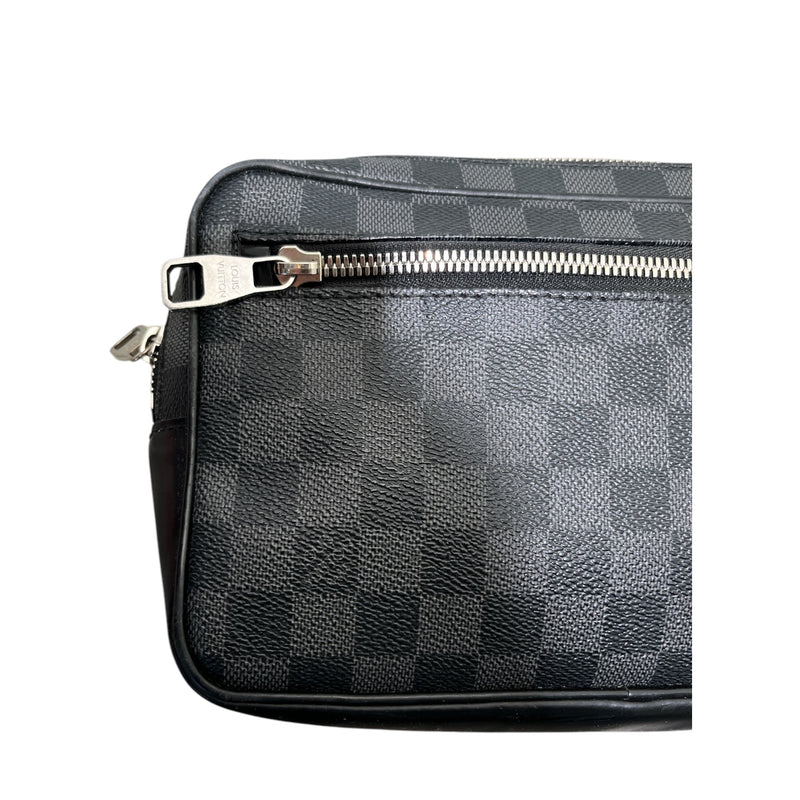 LOUIS VUITTON/Clutch Bag/Hombre Check/Leather/BLK/SR2156