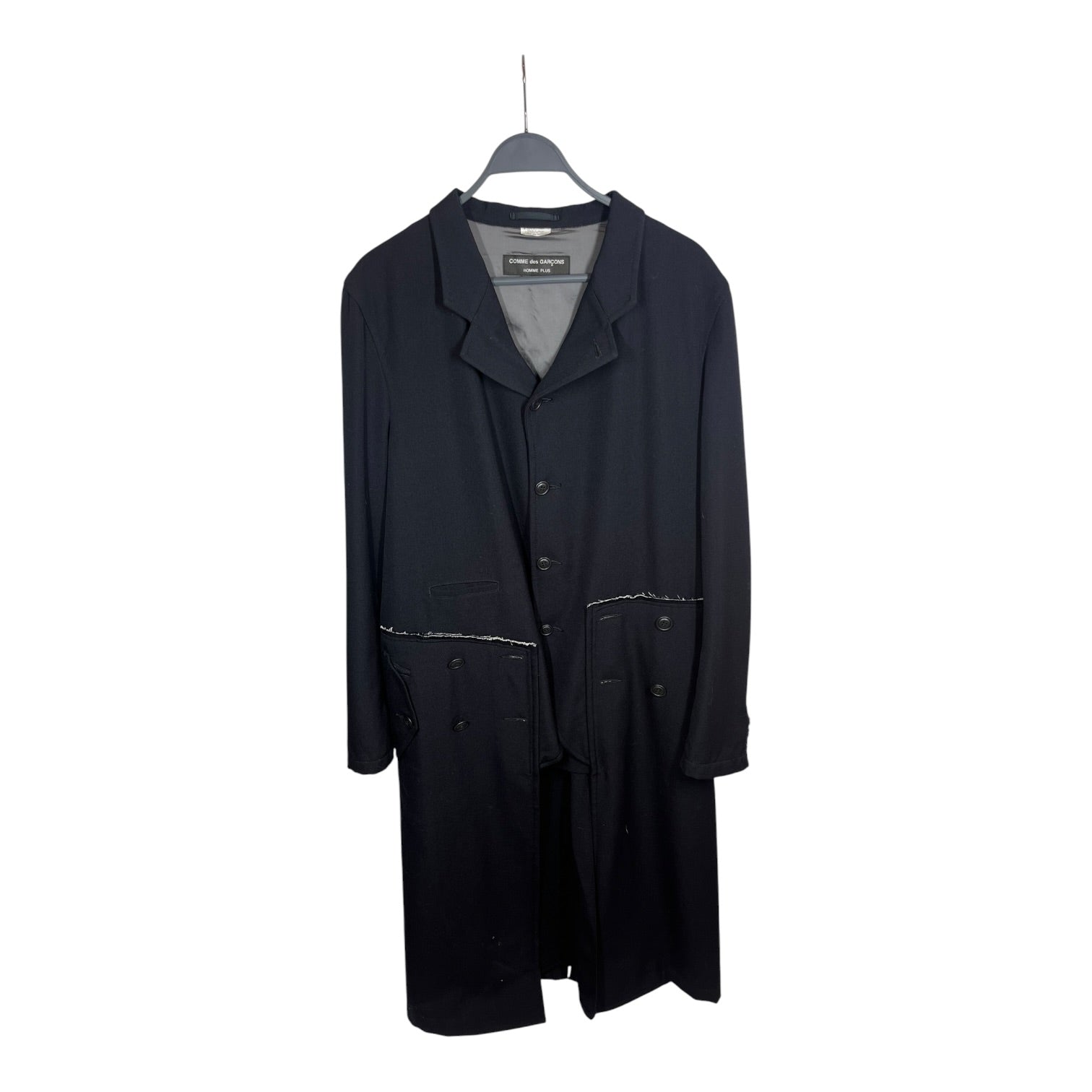 COMME des GARCONS HOMME PLUS/Jacket/XL/Wool/BLK/double breasted duster view 1