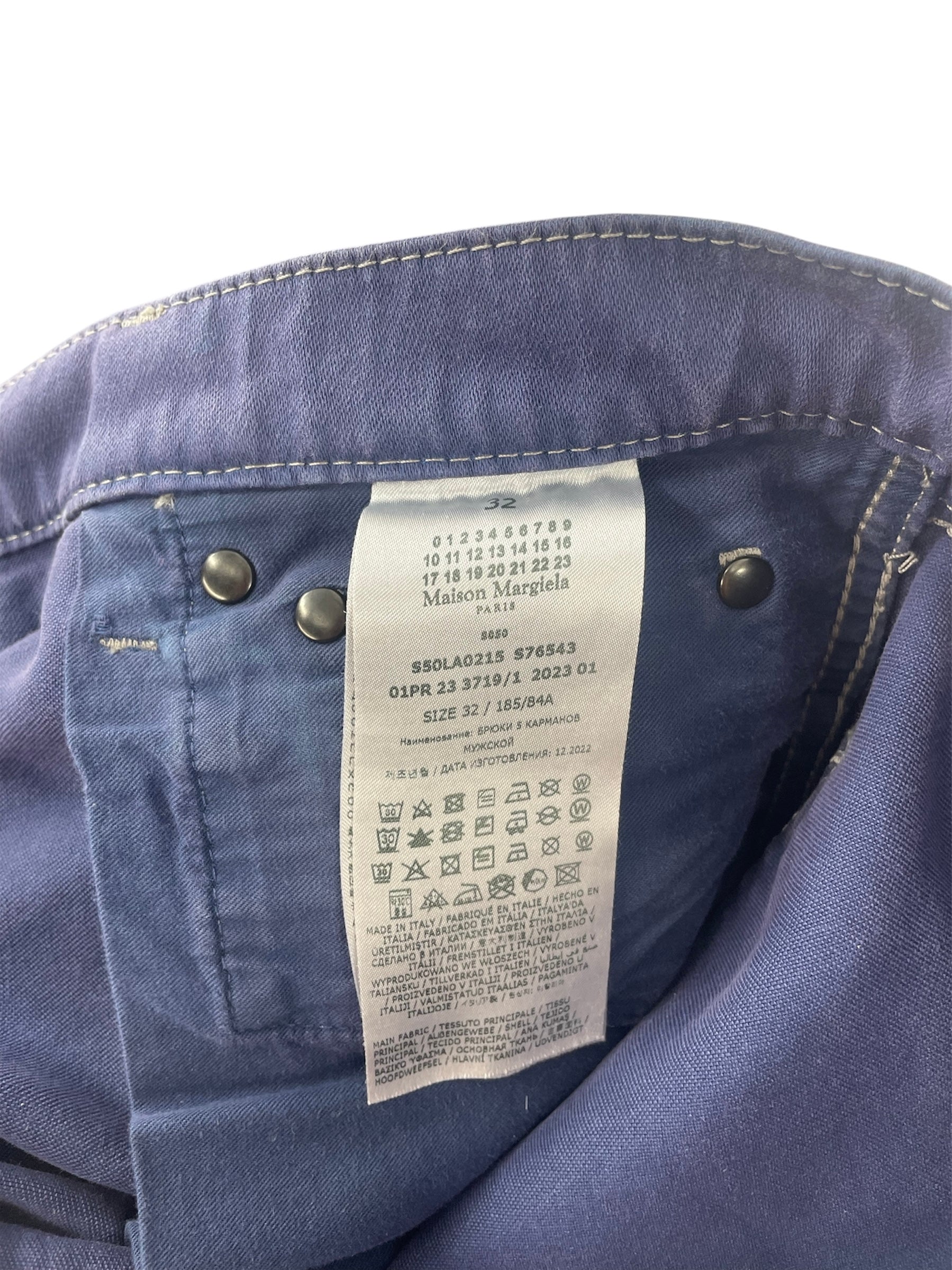 Maison Margiela/Straight Pants/32/Cotton/BLU/DISTRESSED SIDE HEM WASHED view 6