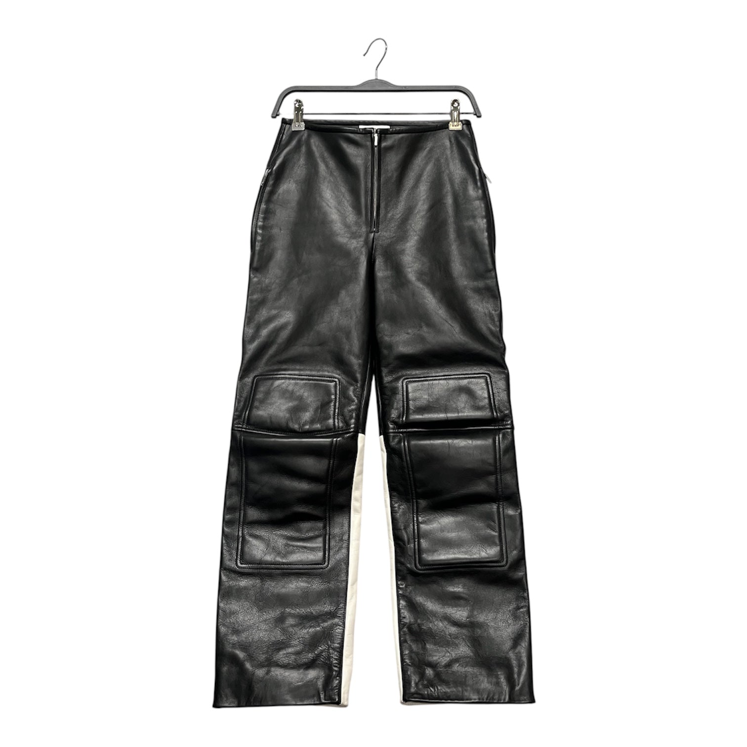 JIL SANDER/Skinny Pants/32/Leather/BLK/WHITE BACK RACING PANTS view 1