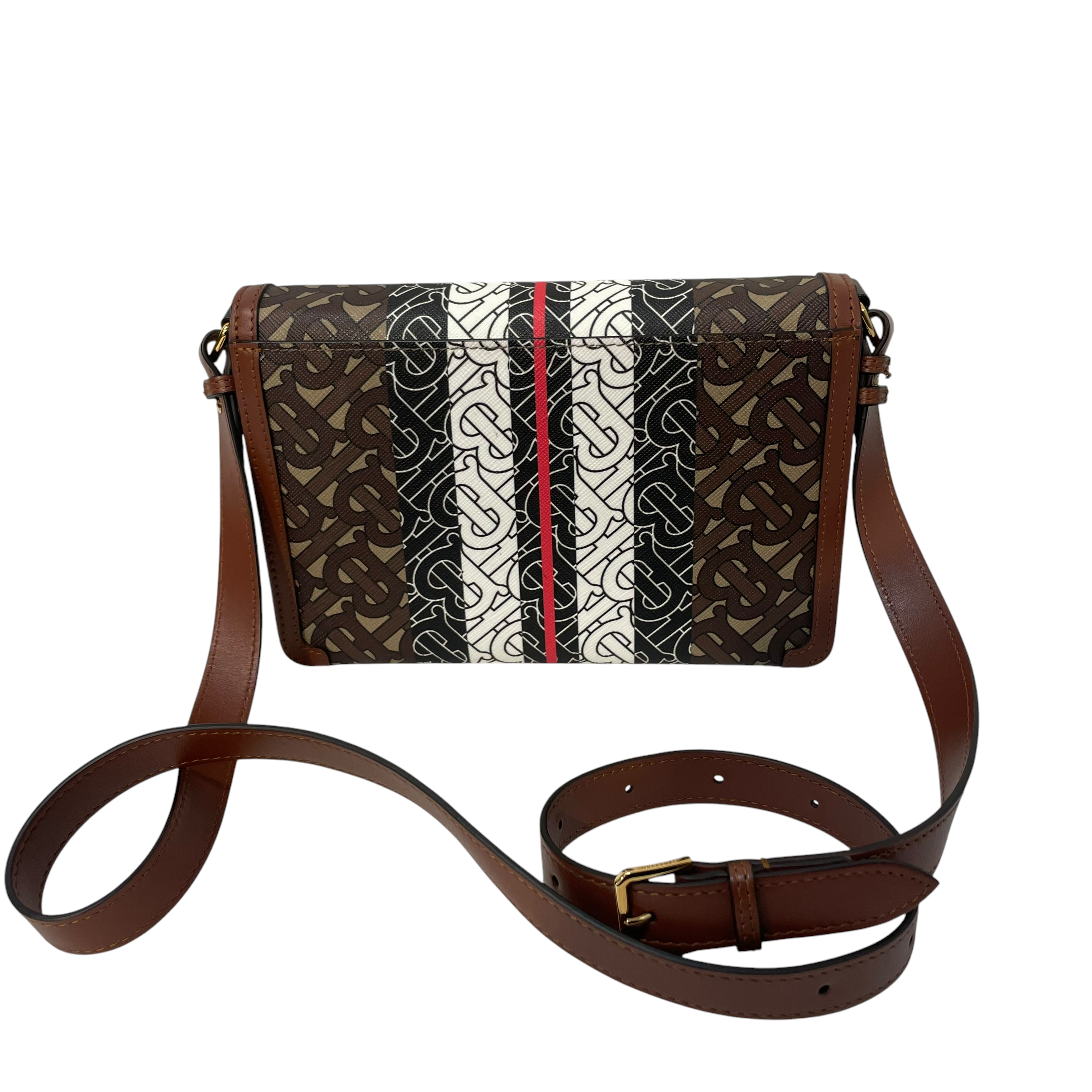 BURBERRY/Cross Body Bag/Monogram/Leather/BRW/TB race stripe accordian view 3