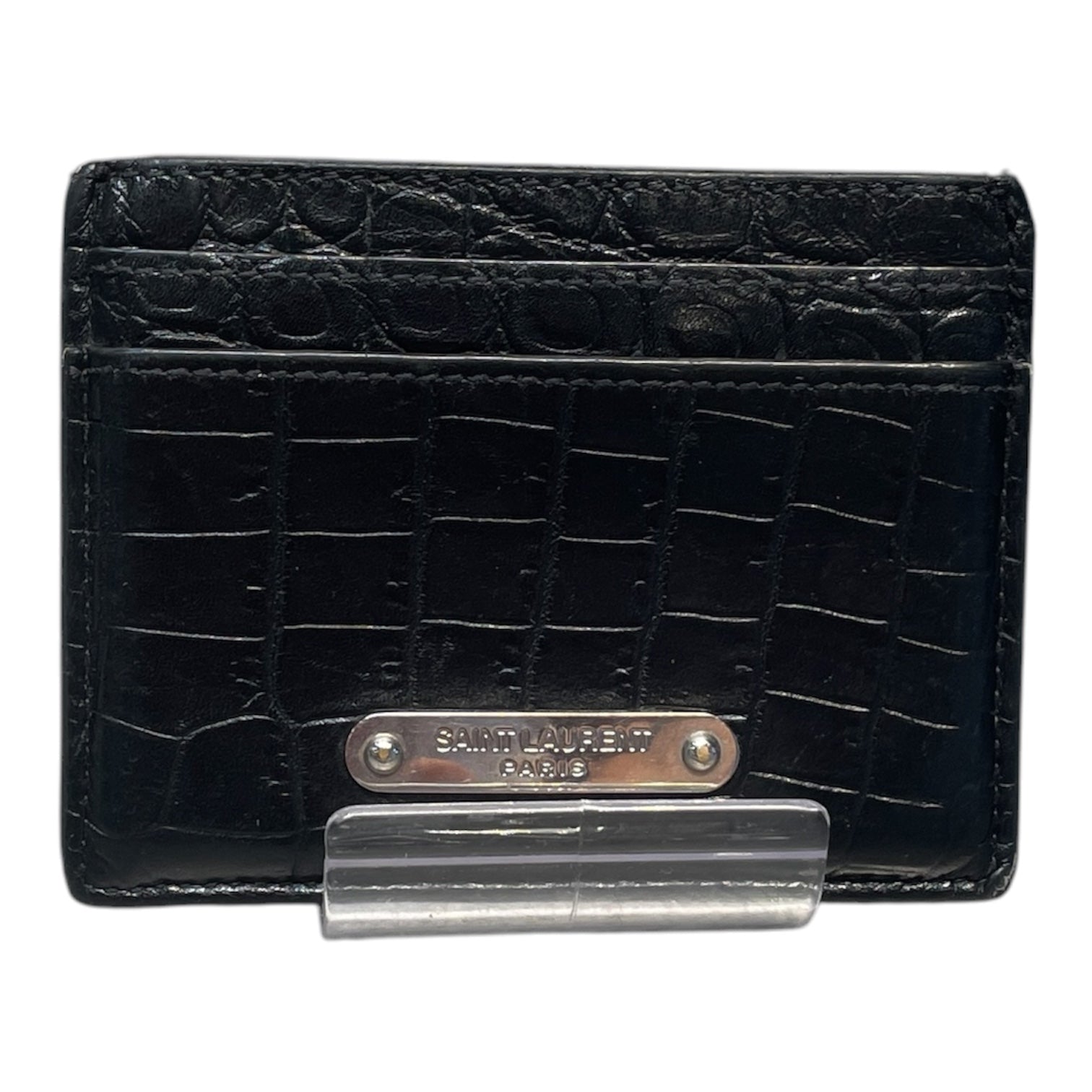 SAINT LAURENT/Wallet/Animal Pattern/Leather/BLK/M's/CROC CARD HOLDER view 1