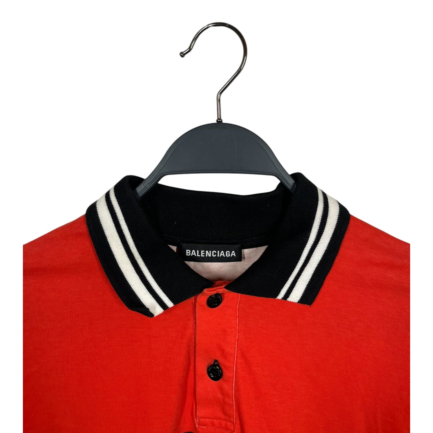 BALENCIAGA/Polo Shirt/XS/Cotton/RED/All Over Print/2017 Colorblock Long Sleeve view 3