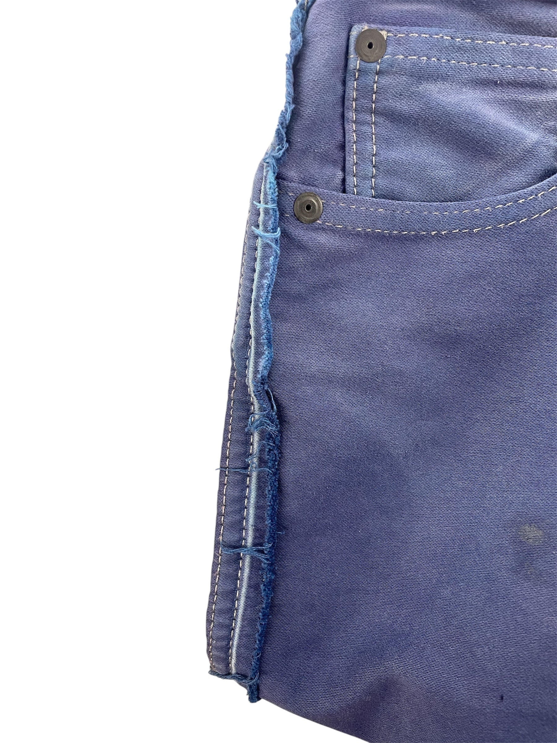 Maison Margiela/Straight Pants/32/Cotton/BLU/DISTRESSED SIDE HEM WASHED view 3