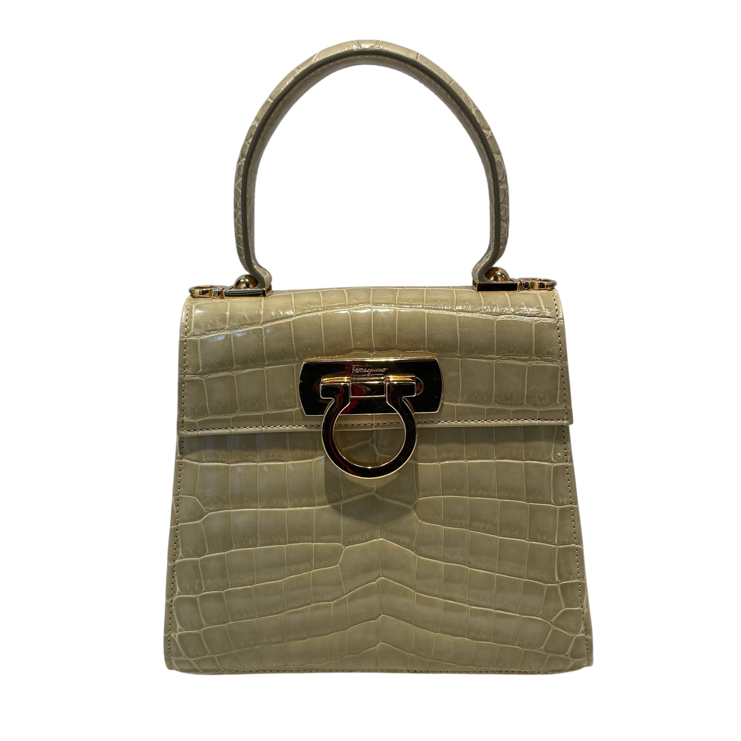Salvatore Ferragamo/Hand Bag/Animal Pattern/GRN/gld hard/croc/ferragamos creat view 4