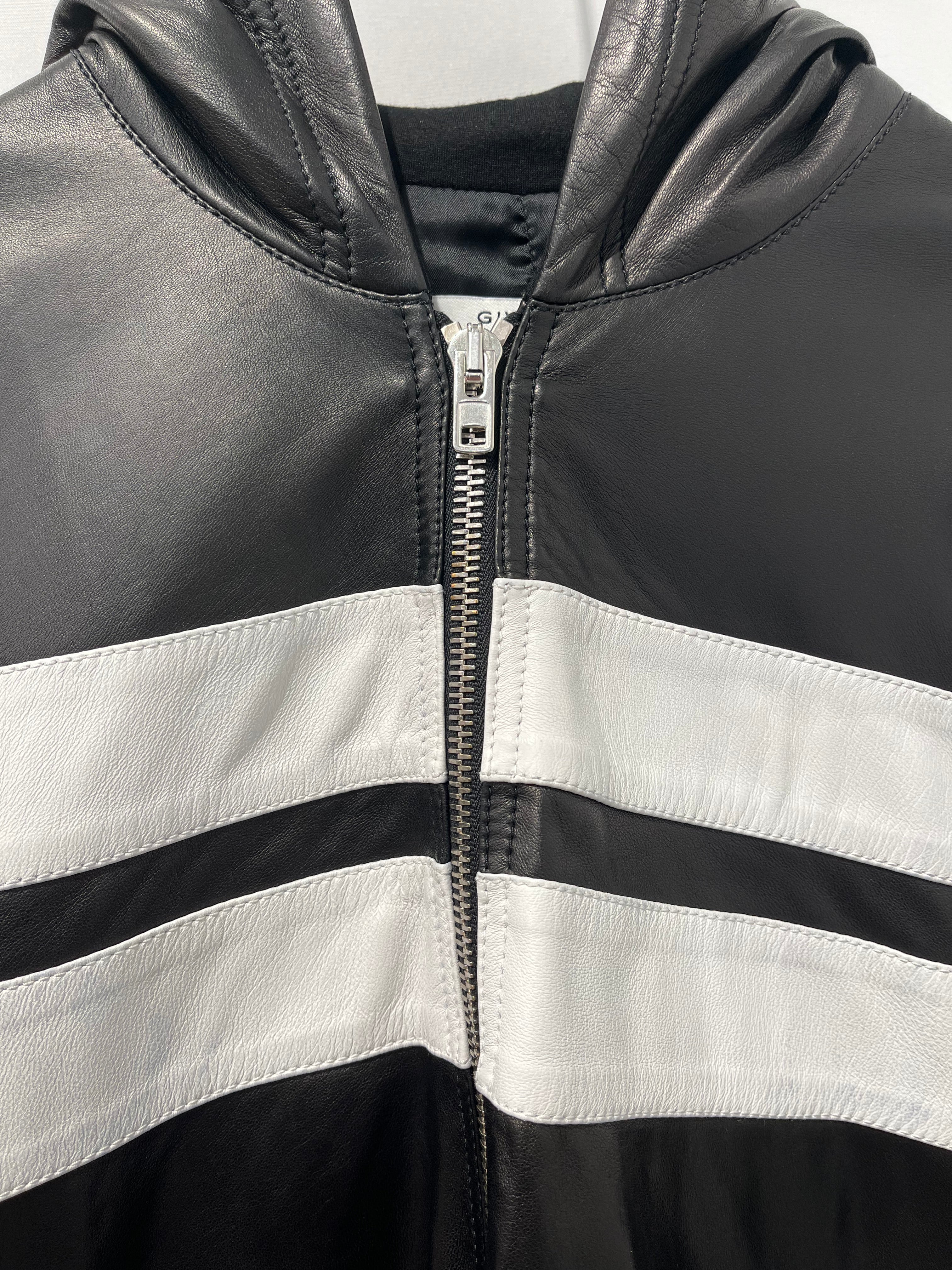 GIVENCHY/Jacket/48/Leather/BLK/WHITE STRIPE COTTON SLEEVES view 6