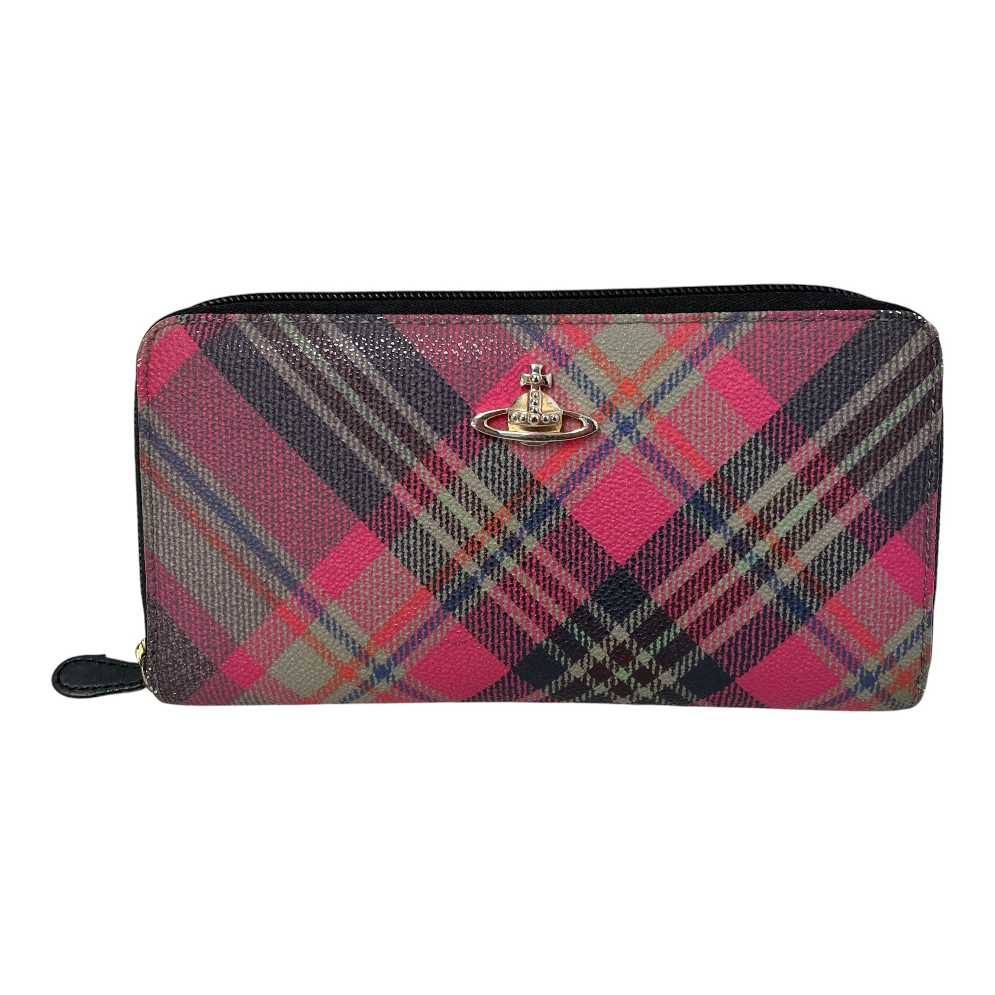 Vivienne Westwood/Long Wallet/Stripe/Leather/PNK/PINKPLAID view 1